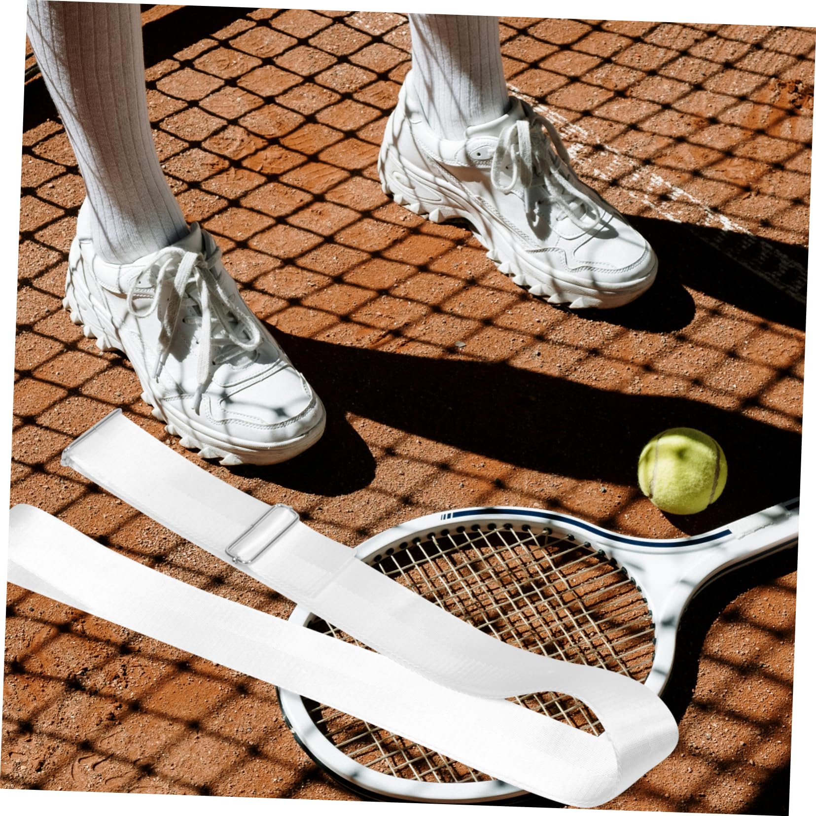 BESTonZON Cintura a rete da tennis accessori per campi da tennis reti da tennis cinghia per rete da tennis portatile cinghie per rete da tennis regolabili rete sportiva nylon bianca
