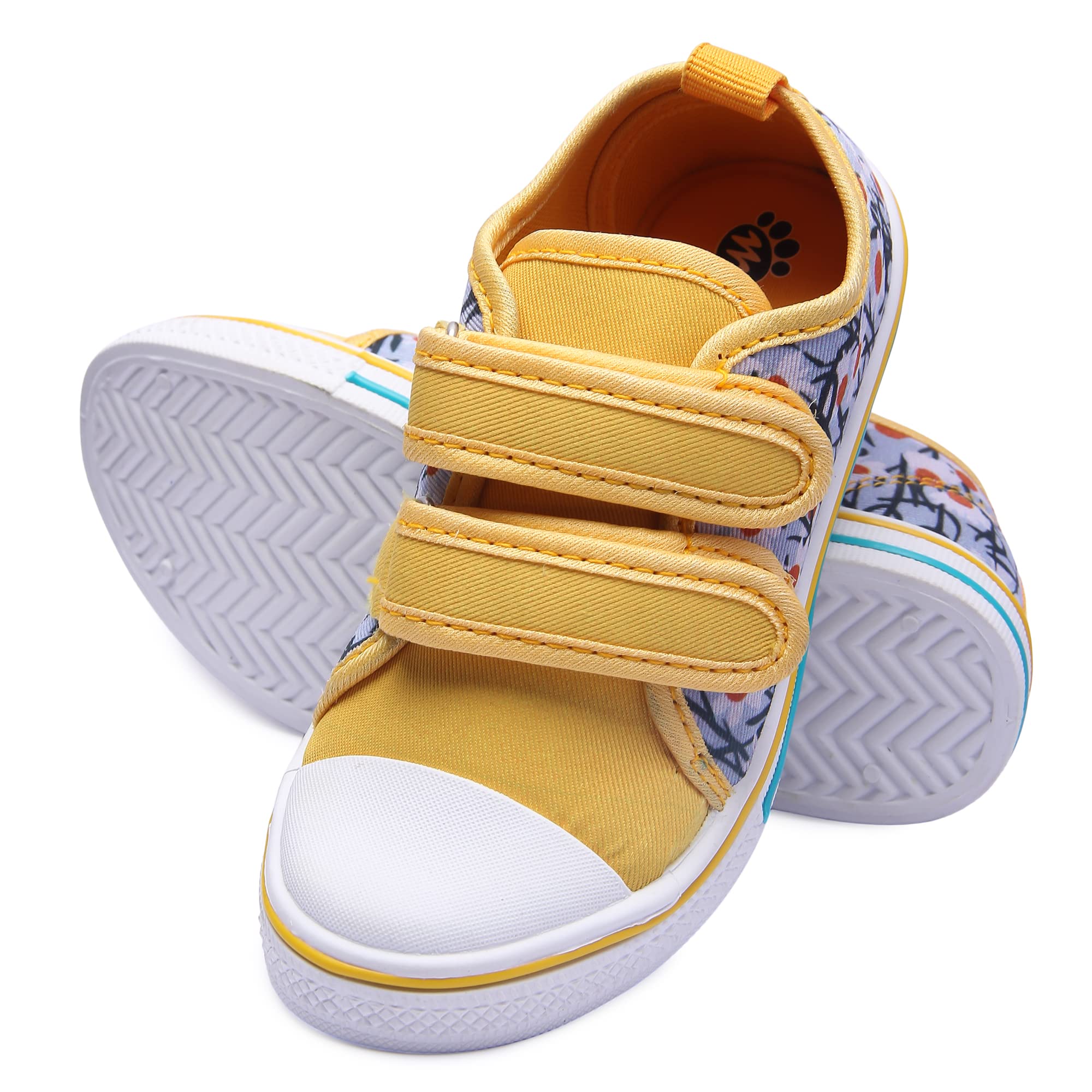 Myau Flower Printed Hook and Loop Canvas Shoes for Girls (Yellow/Red, Numeric_9) (B0BRG2J4SQ) Amazon Price History, Amazon Price Tracker