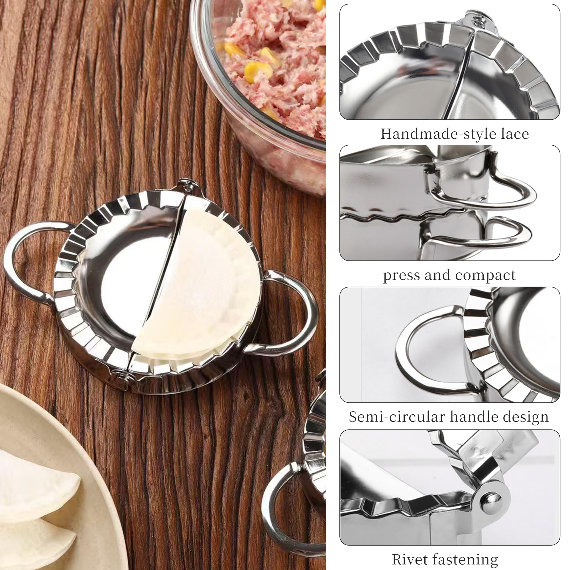 8 Stück Ravioli Former Set, Edelstahl Dumpling, Mit Ravioli Maker Ausstecher und Teigrädchen Teigtaschenrad Former für Ravioli Knödel Werkzeug Keks, Kitchen Attachmen