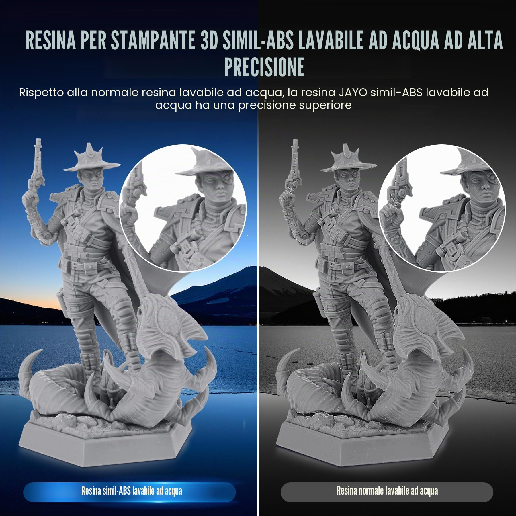 JAYO Resina Lavabile in Acqua ABS-Like 3KG, Resina per Stampante 3D 405nm UV Standard Resina Fotopolimerica Rapida per Stampante 3D LCD/DLP/SLA, Alta Precisione, Non Fragile, Basso Odore, Grigio Scuro