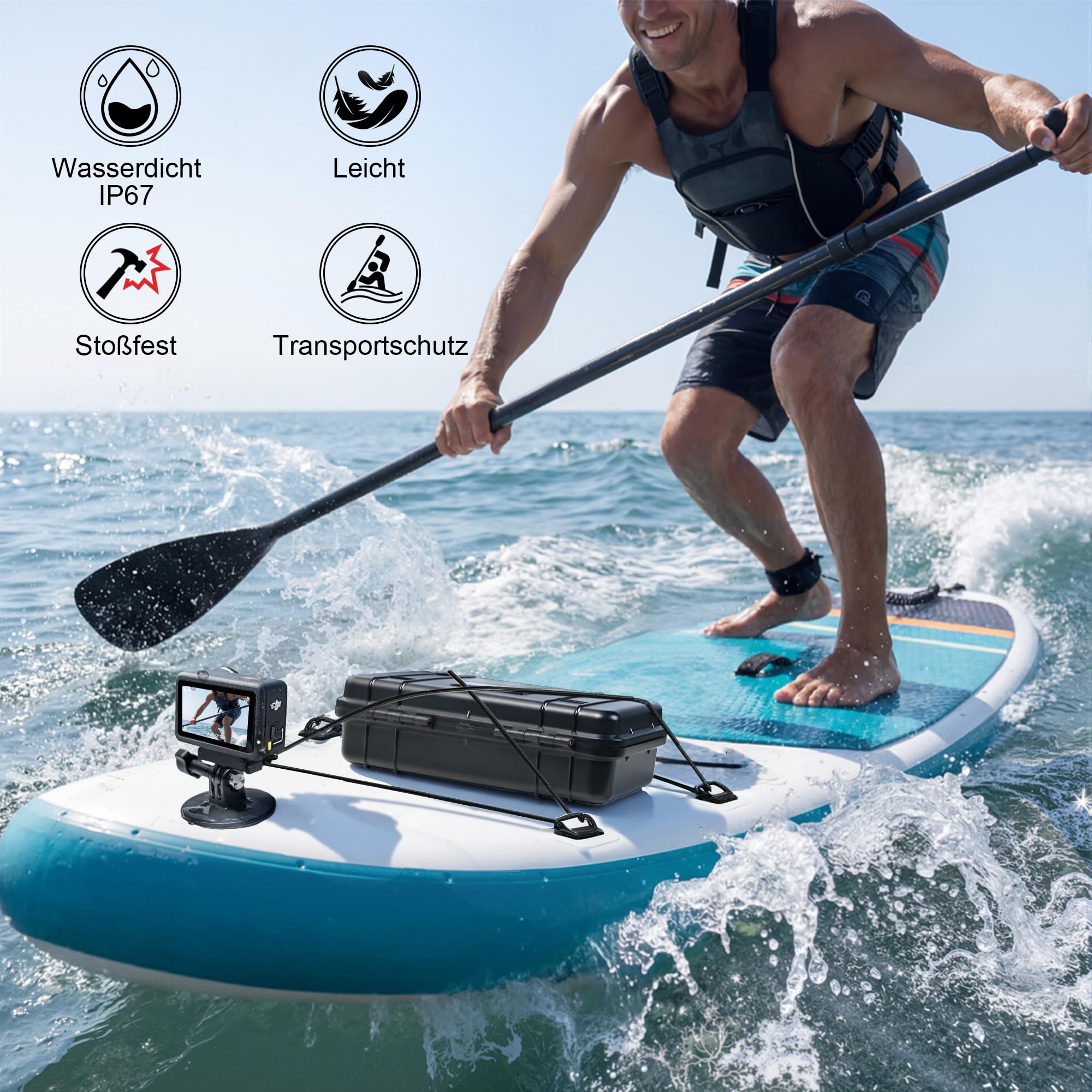 LEKUFEE Klein Wasserdichter Tragekoffer für DJI Osmo Action 6/5 Pro/4/3 Standard Combo,Essential Combo und Zubehör (nur Tragetasche)