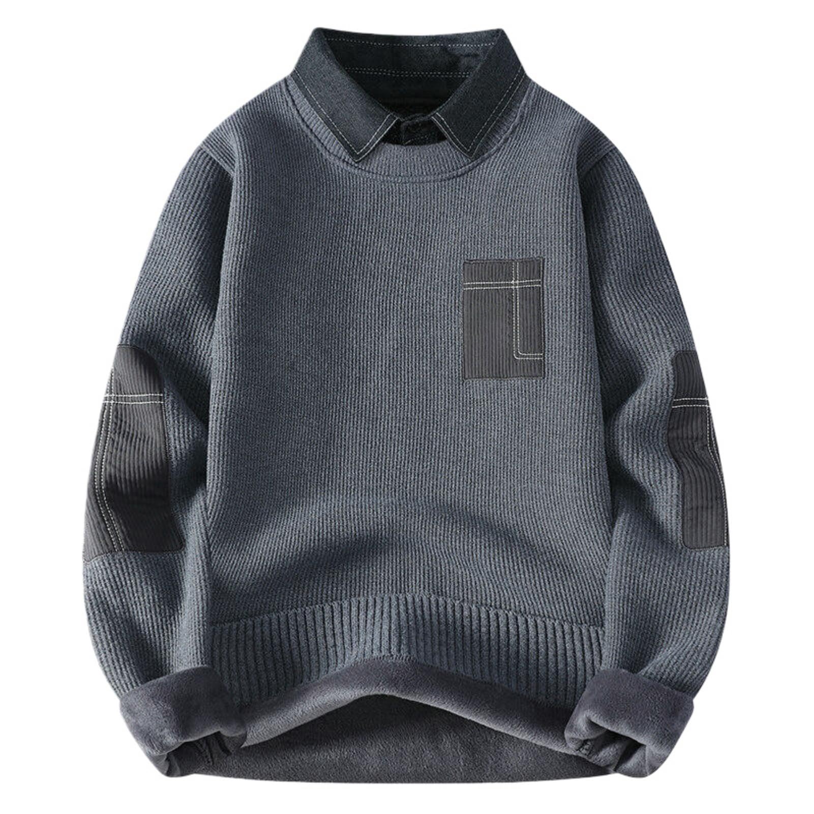 Suéter de dos piezas clásico de punto sintético gris con cuello camisa 6