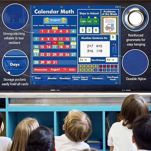 Miniatura 3 de KIKIGOAL Calendario diario de matemáticas para el aula, tabla de bolsillo educativa, materiales didácticos para actividades diarias de matemáticas,