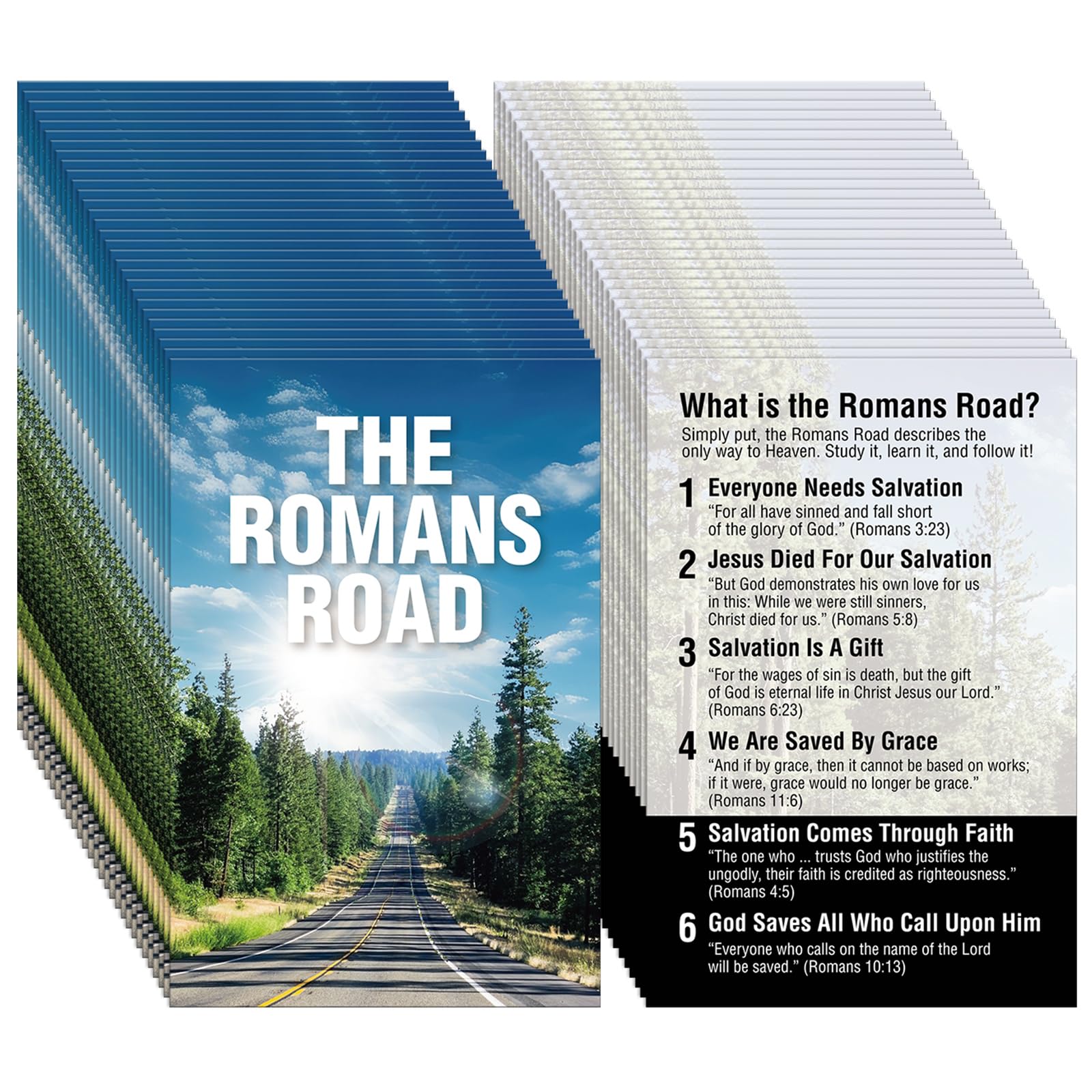 Noveread 200 Pcs Gospel Tract Card Salvation Cards Pocket Holy Postcard Prayer Postcards Christian Inspirational Bible Verses Bookmark for Christian Gift(the Romans Road)