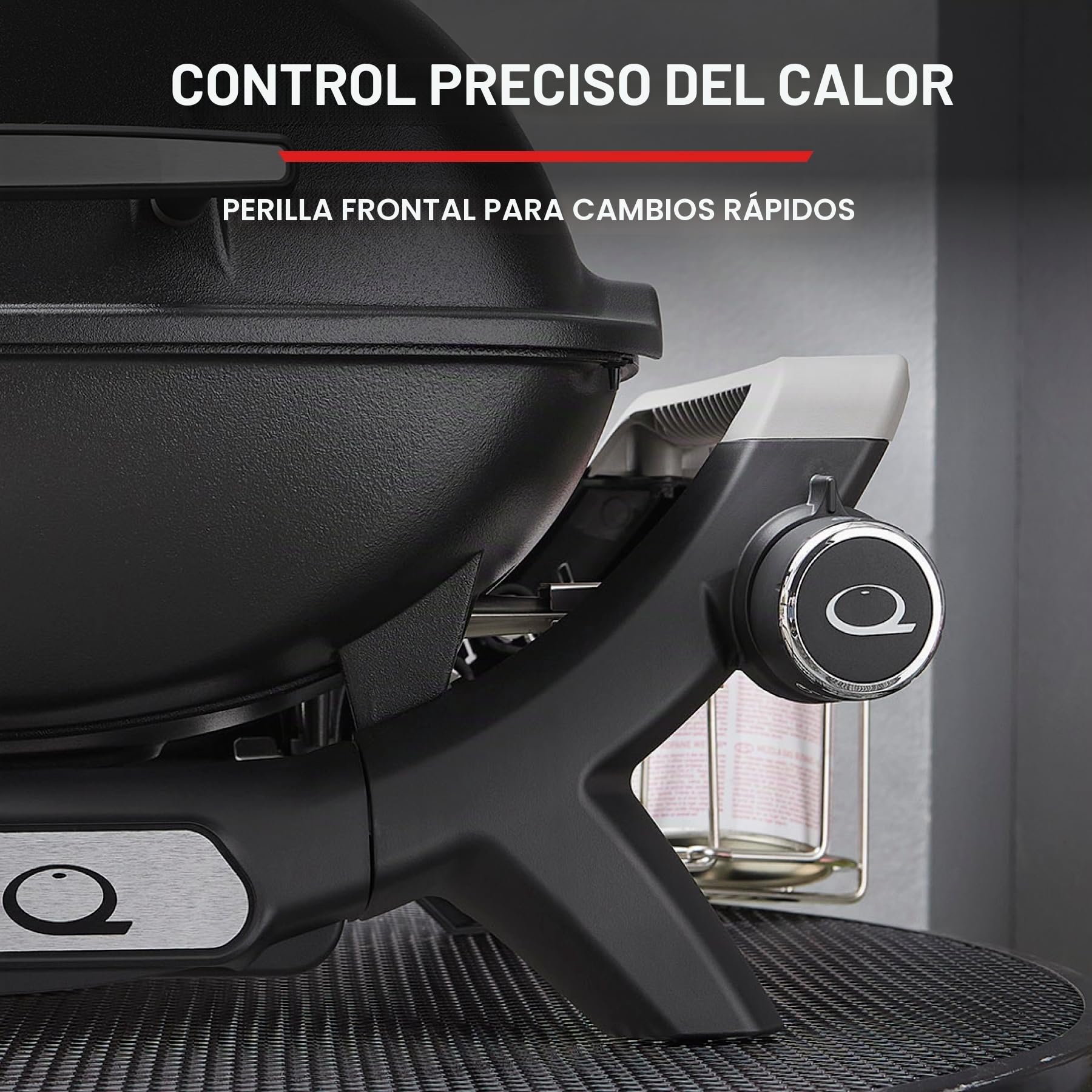 Weber Q 1100N barbacoa de gas, superficie de cocción de 42 x 31 cm, barbacoa portátil, 1 quemador, tapa y carcasa de aluminio fundido - Negro (1501925)