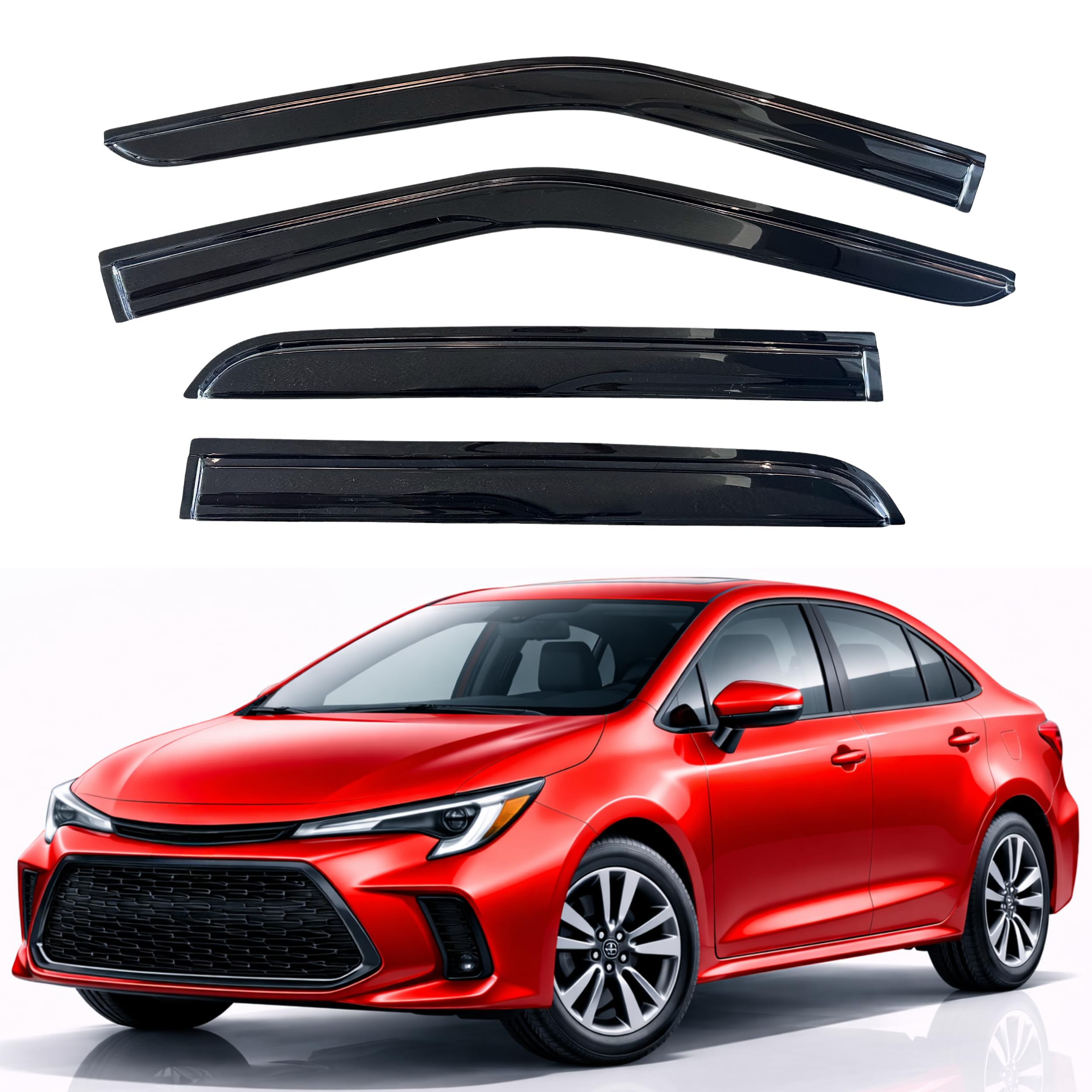 KPY Rain Guards Fit for 2020-2026 Toyota Corolla, Out-Channel Window Visors Vent Wind Deflectors 4PC, Car Accessories for 20-26 Corolla Sedan (Excludes Hatchback)