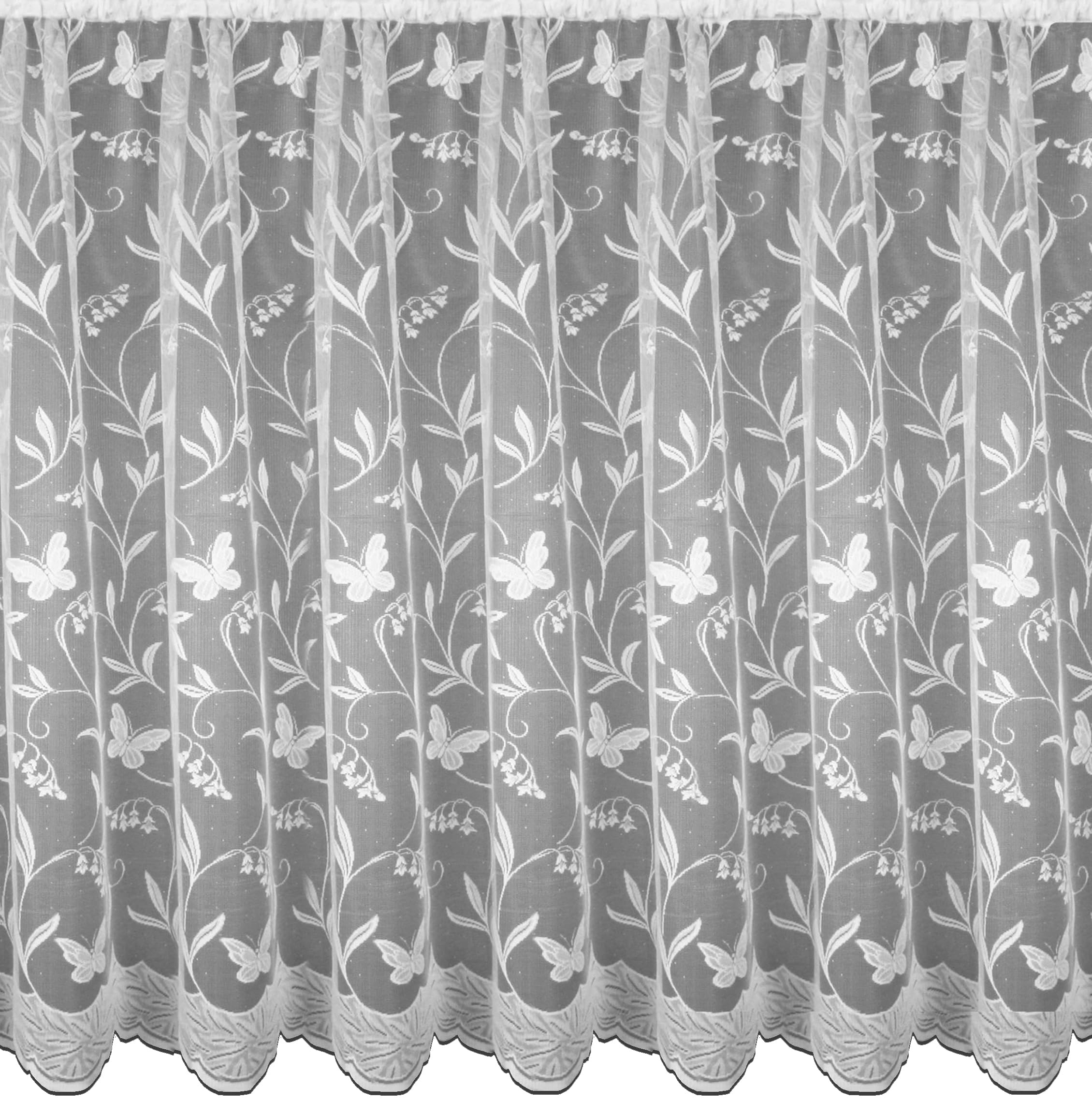 Silverthorn SOFT FURNISHINGS - Moana – A Beautiful Lace Curtain with Scalloped Base – Sold by the Metre. (102cm Drop / 40 inch Drop)