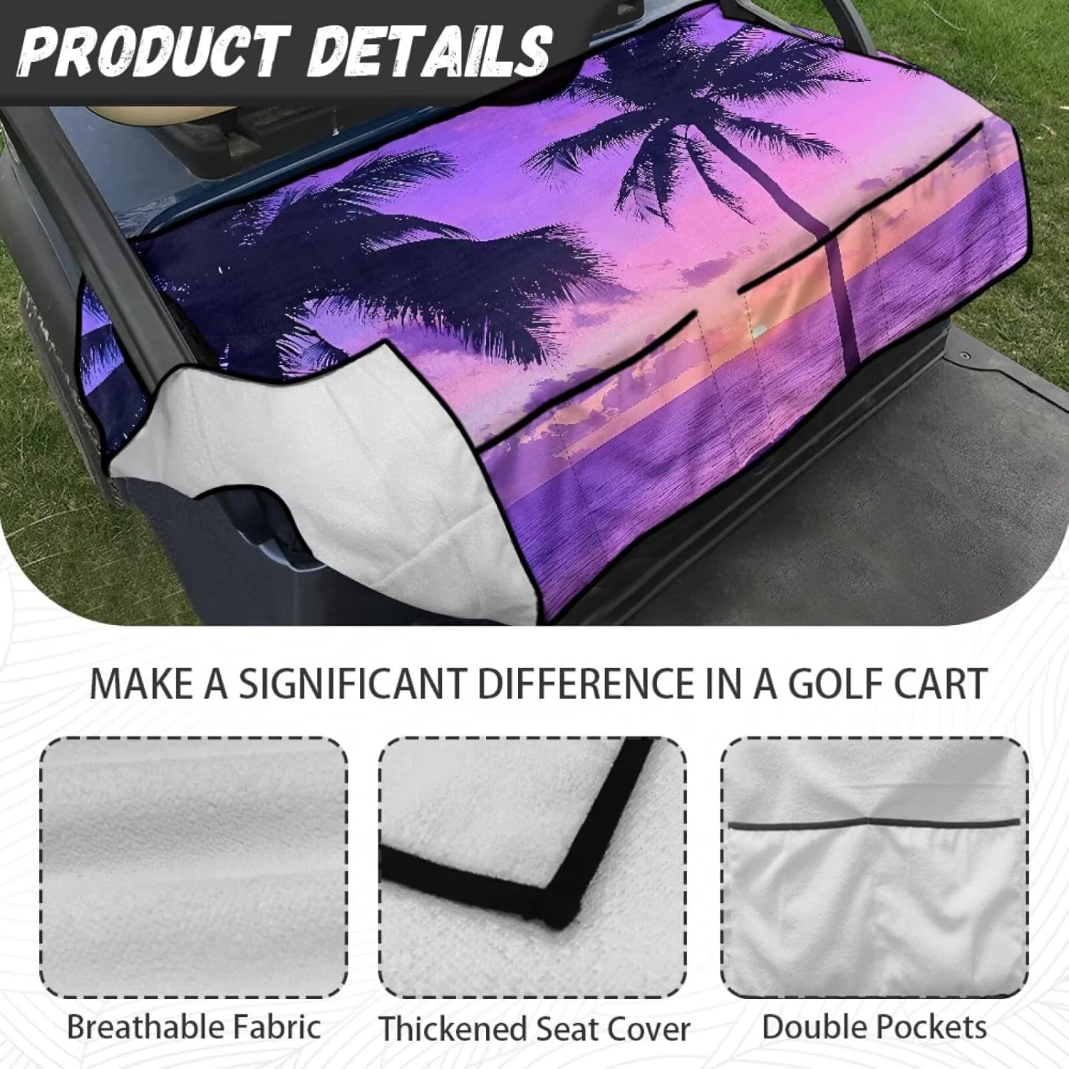 Golf Cart Seat Covers Club Car Universal Golf Cart Seat Towel Blanket with 4 Front Pockets