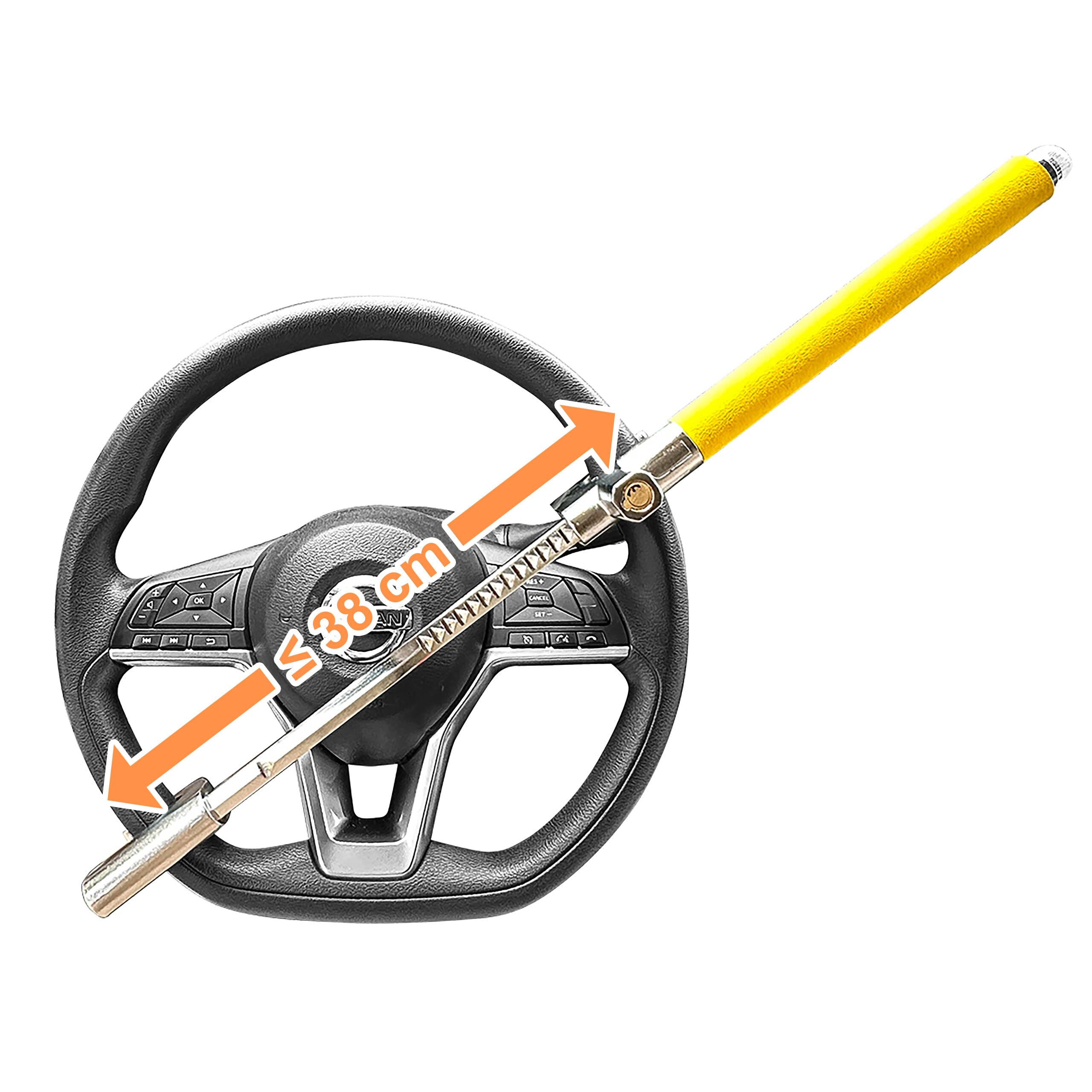 Relaxdays Antifurto Bloccasterzo Auto Universale, Lucchetto Blocca Volante, Protezione Sterzo Regolabile,Acciaio, Giallo