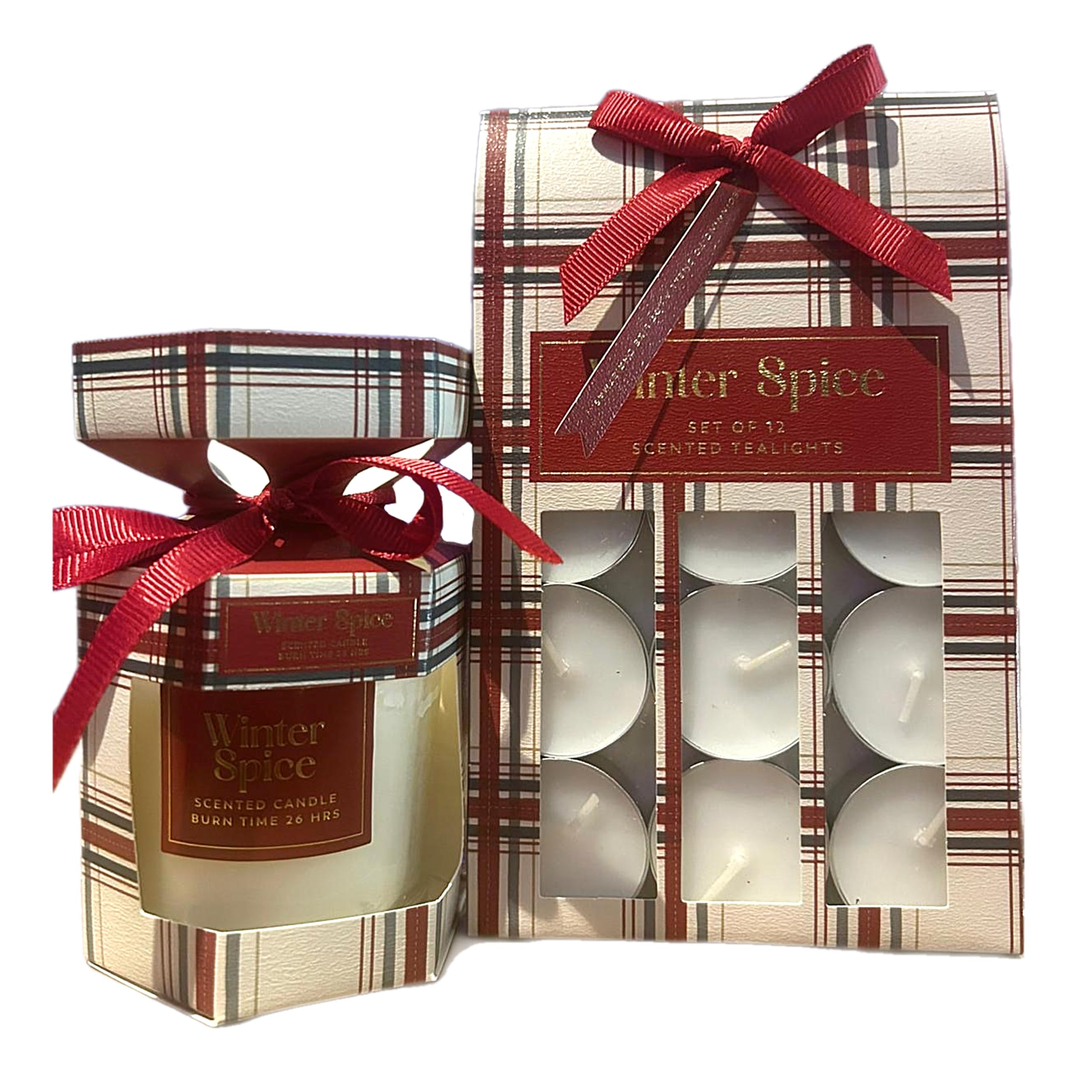 eBoutik - Scented Candle Gift Set – Spiced Fragrance Jar Candle with Tealights, Spring Home Fragrance Décor, Hamper Filler, Cosy Aromatherapy Gift for Her