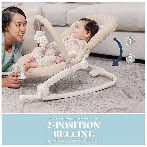 Miniatura 25 de Baby Delight Aura Deluxe | Bouncer portátil para bebés | Mecedora para bebés | Tweed de carbón acolchado Gris,Avena orgánica acolchada,Salvia