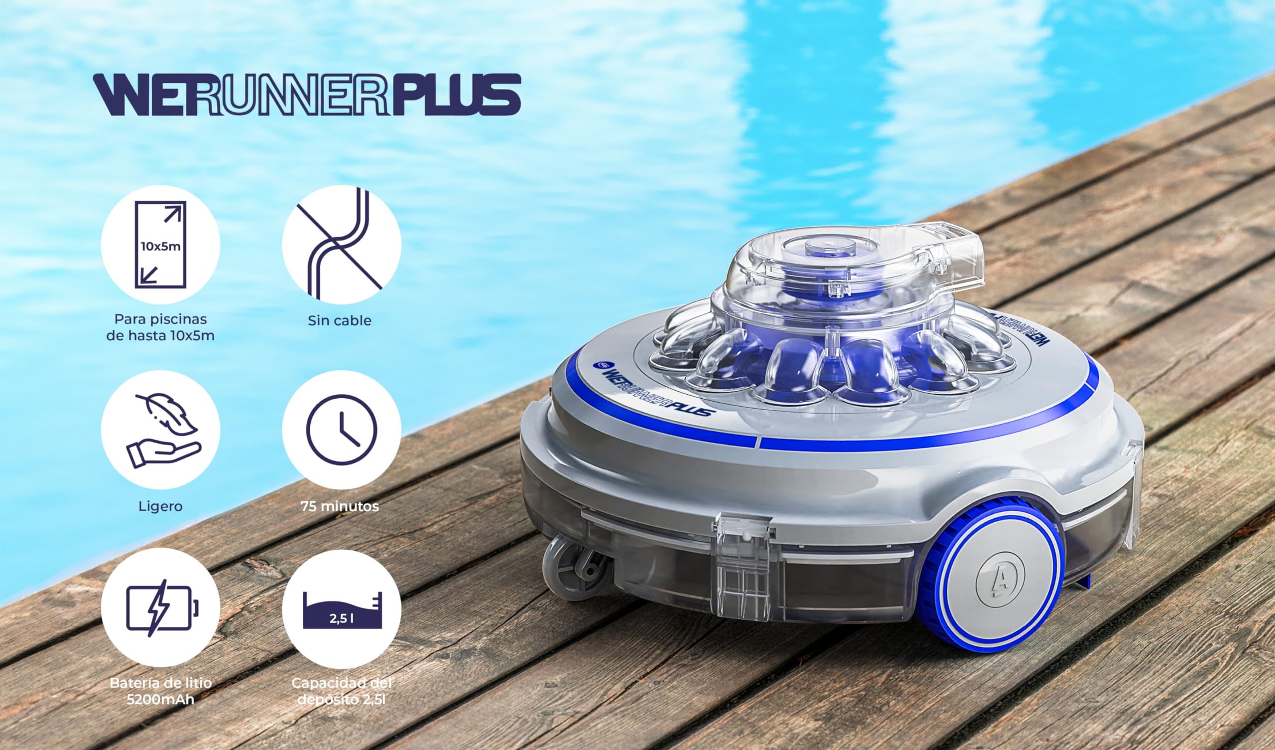 GRE RB75. Robot Limpiafondos s/Cable. Suelo Plano. Piscinas hasta 75m²