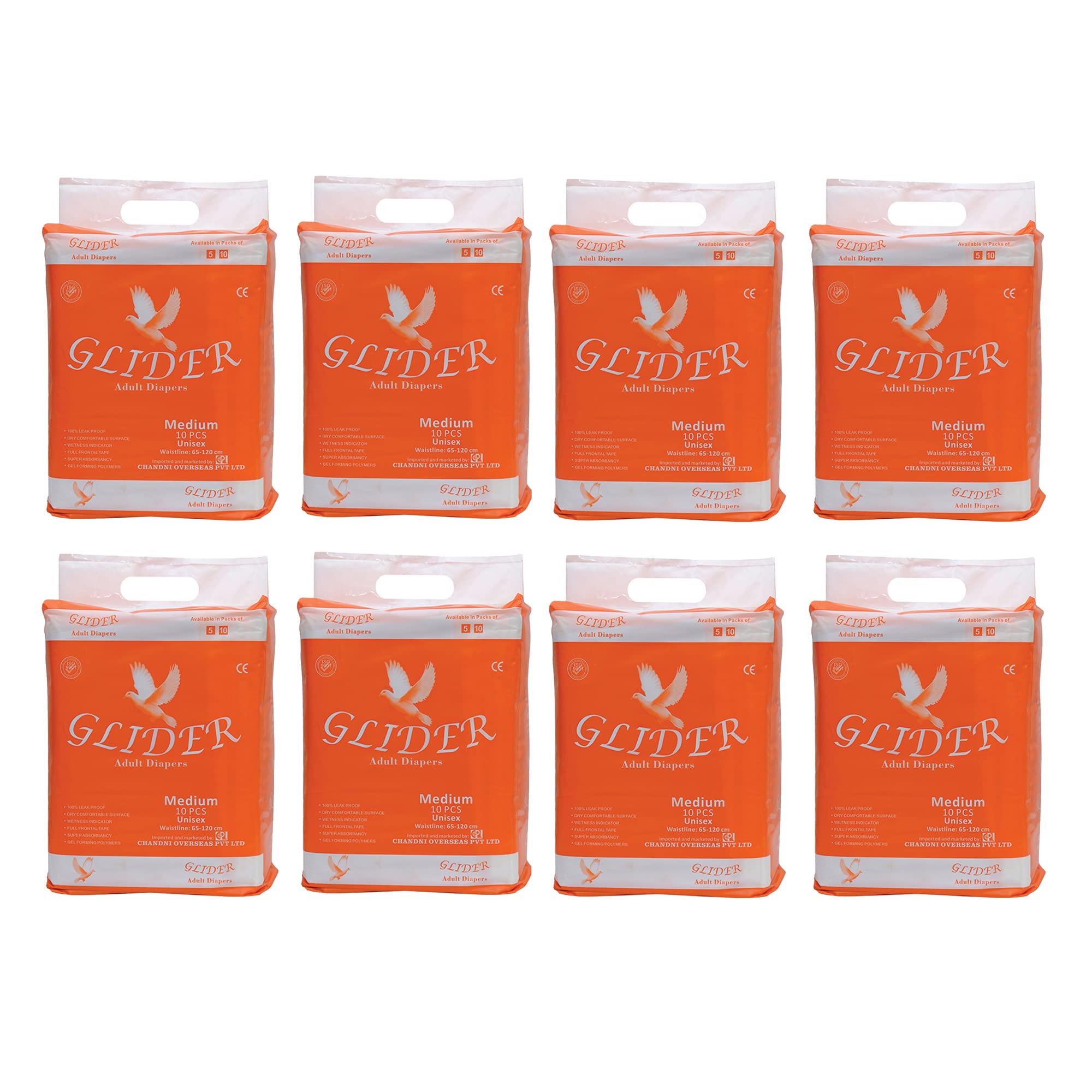 Glider Premium Adult Diaper Medium, Waist Size 76-114cm (30"-45"),High Absorbency, (Pack of 8)(80 Count) (B07TYJYQNZ) Amazon Price History, Amazon Price Tracker