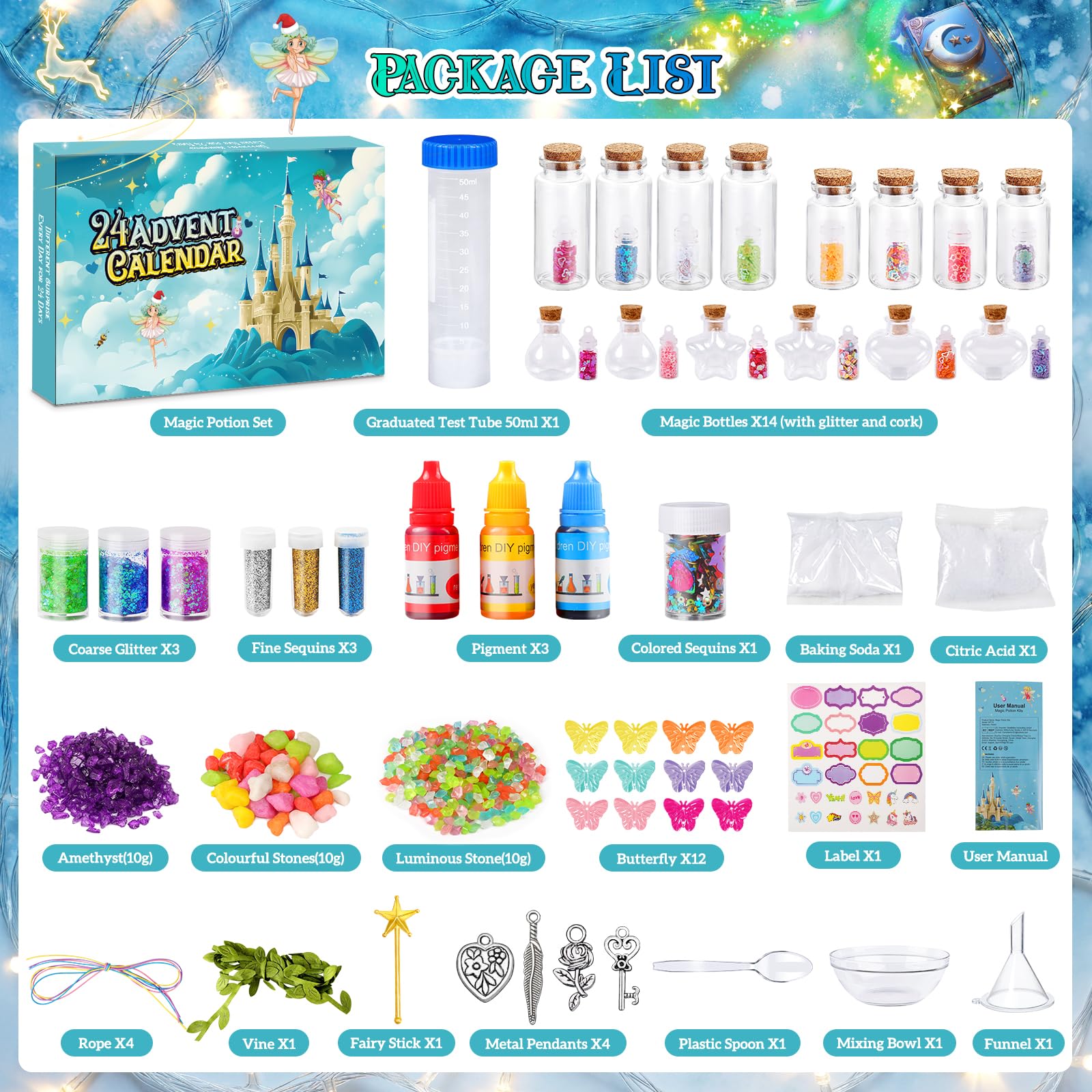 UQYMY Adventskalender 2025 - Zaubertrank Set Für Kinder Ab 6 Jahre - 24-tägiges DIY Experiment