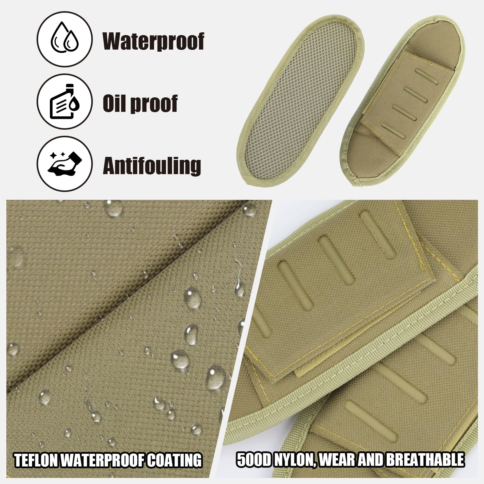 Cuscinetti per Spalla in Nylon Traspirante, Protezione Rimovibili Universali per Gilet Tattico