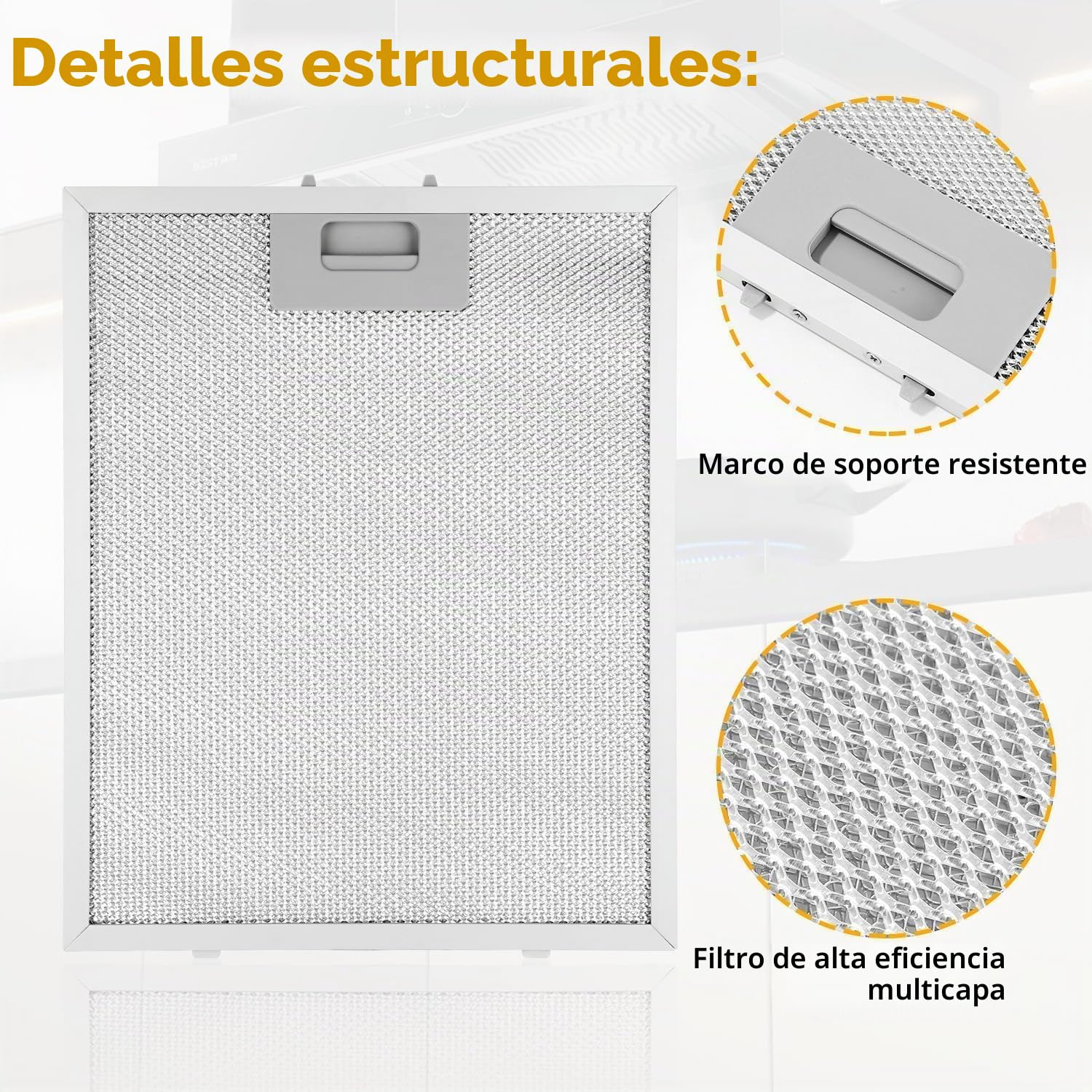 3 Piezas Filtro Para Campana Extractora, 320x260mm Rejilla Campana Extractora, Filtro Universal Filtro De Alumini, Compatible Con La Mayoría De Marcas De Campanas Extractora