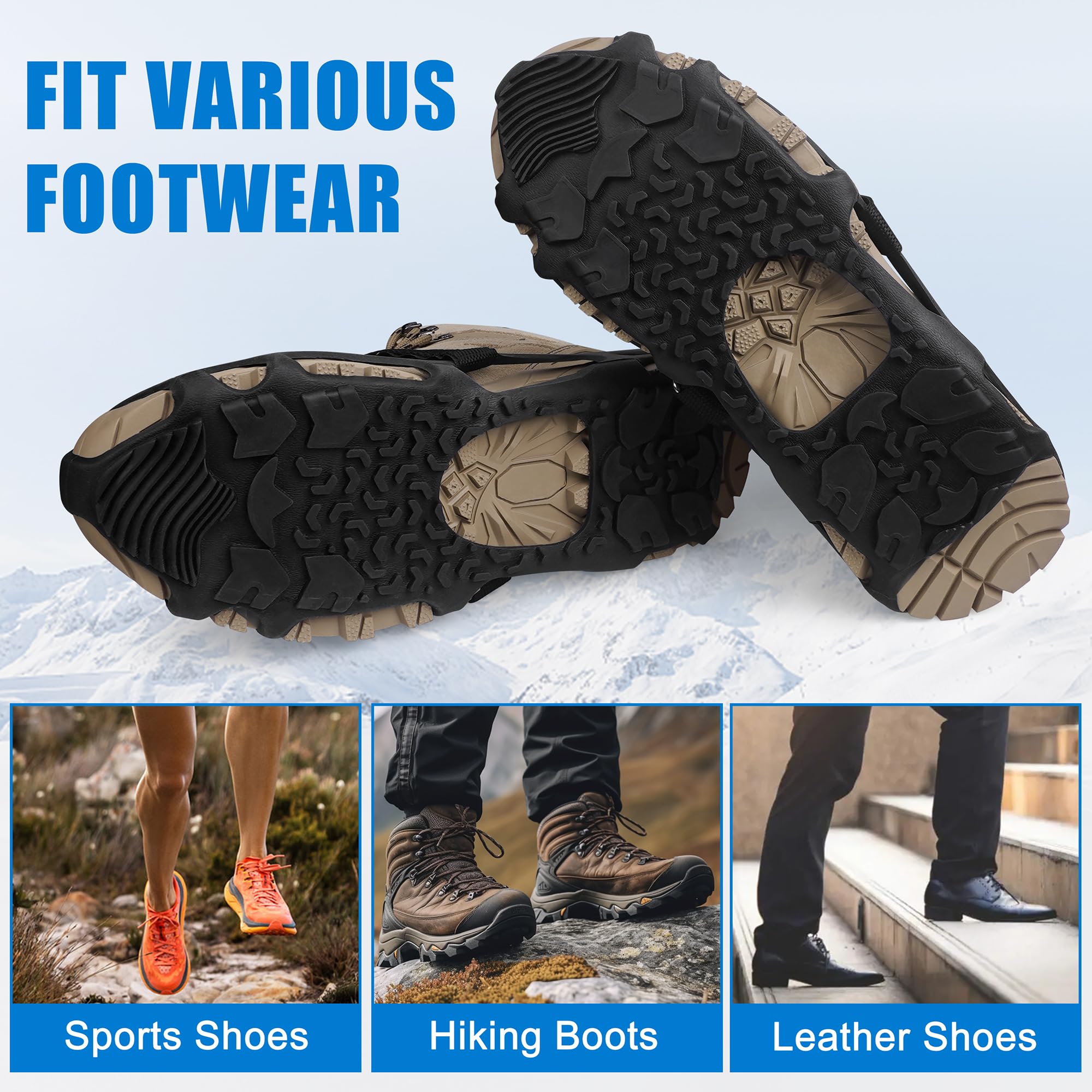 Crampons à glace sans crampons antidérapants pour la neige et l'hiver - Pour surfaces lisses et humides - Utilisation intérieure et extérieure - Chaussures à glace en caoutchouc