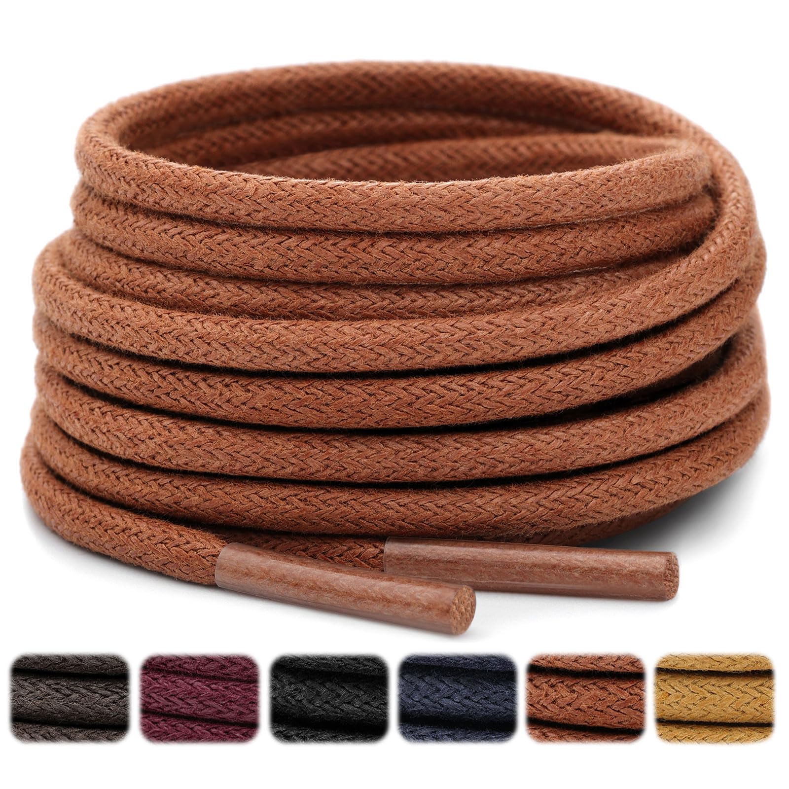 Stepace 1/8" Waxed Thin Round Shoe Laces, [2 Pair] Oxford Shoelaces for Dress Shoes and Boots