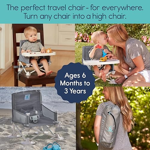 Miniatura 4 de hiccapop OmniBoost - Asiento elevador de viaje con bandeja para bebé asiento elevador portátil plegable para mesa de comedor campamento playa abuela