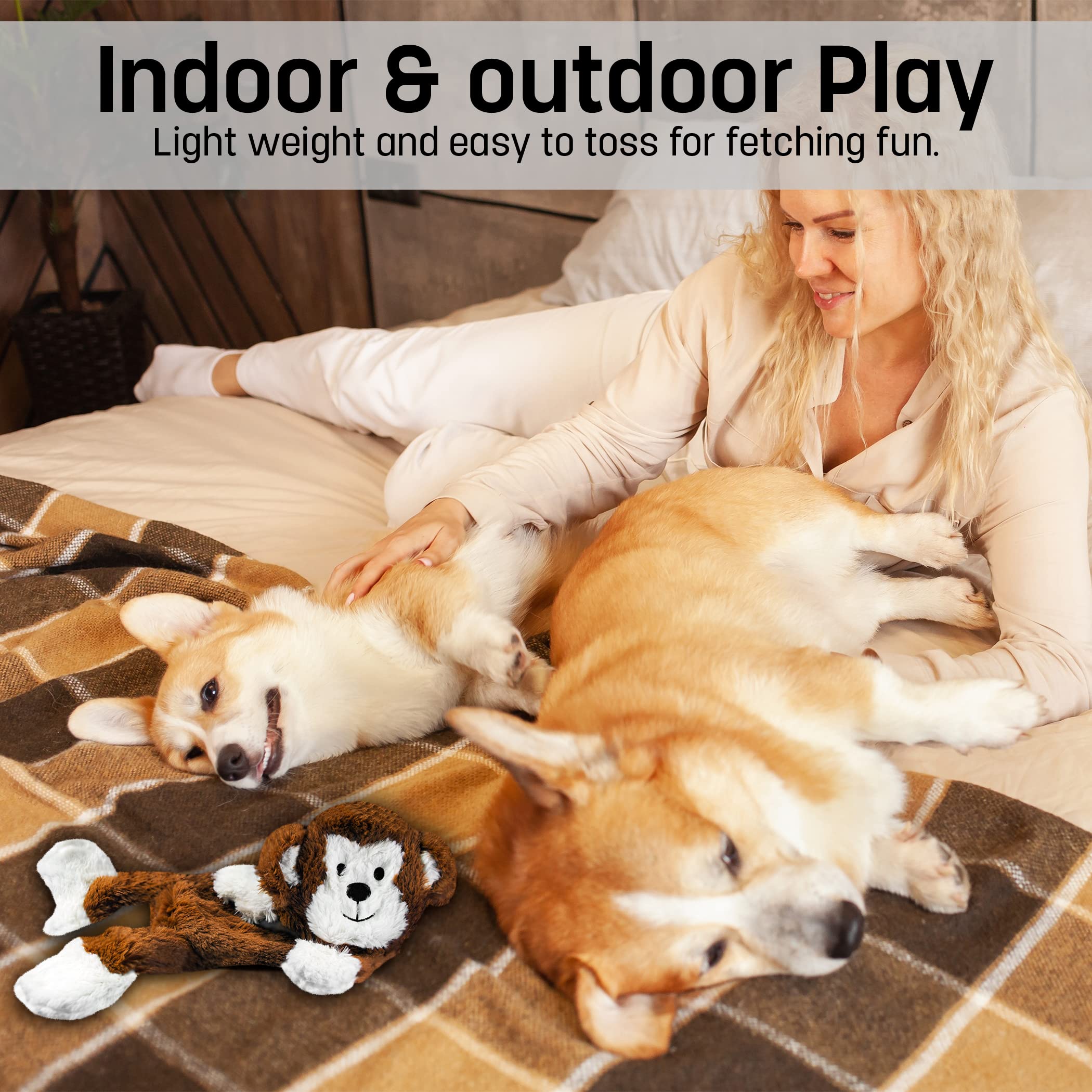 FGA MARKETPLACE Plüsch-Hundespielzeug, ohne Füllung, kein Quietschen, lustiger Stil, wird dein Haustier stundenlang unterhalten, empfohlen für kleine und mittelgroße Hunde, 53,3 cm lang, Affe (flach)
