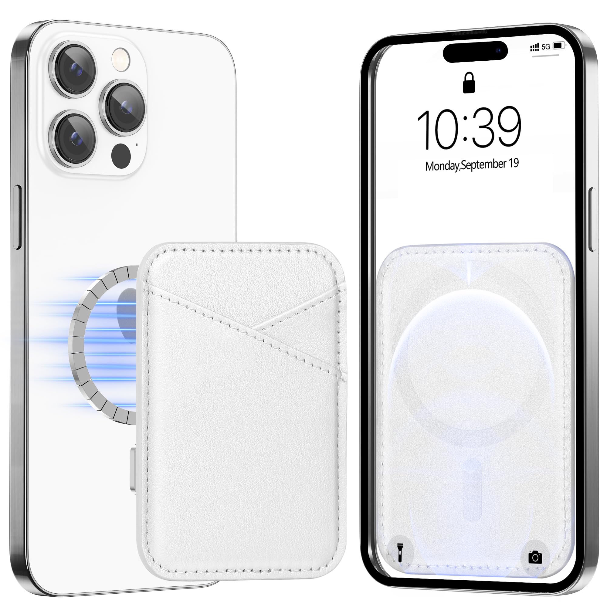 Miroddi for MagSafe Wallet, Strongest Magnetic Card Holder for iPhone 16/15/14/13/12 Series, 2 Independent Card Slot, RFID Blocking, White