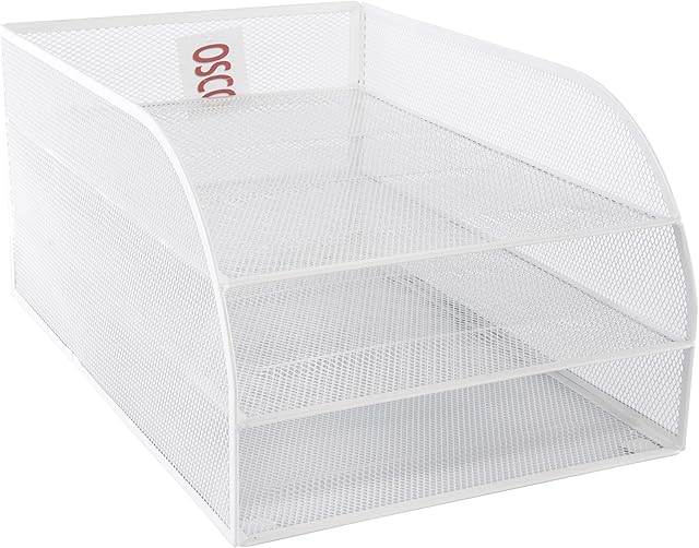 OSCO Arctic White Wiremesh 3 Tier Letter Tray (Assembled)