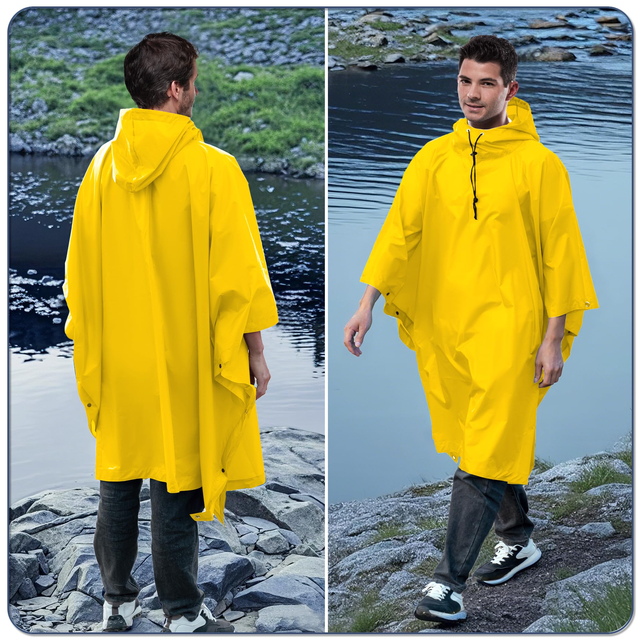 Poncho Impermeabile Uomo Pioggia Poncho Antipioggia 3-in-1 Multifunzionale Riutilizzabile per Trekking Caccia Pesca Escursione Coperta da Picnic Campeggio