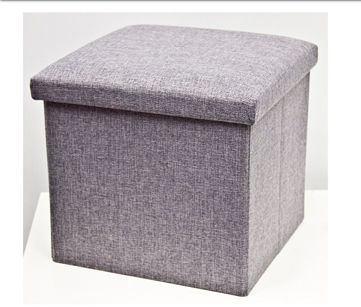 Hampton&Stewart Single 1 Seater Folding Ottoman Storage Pouffe Seat Cube Foot Box Stool 5Colours (Grey)