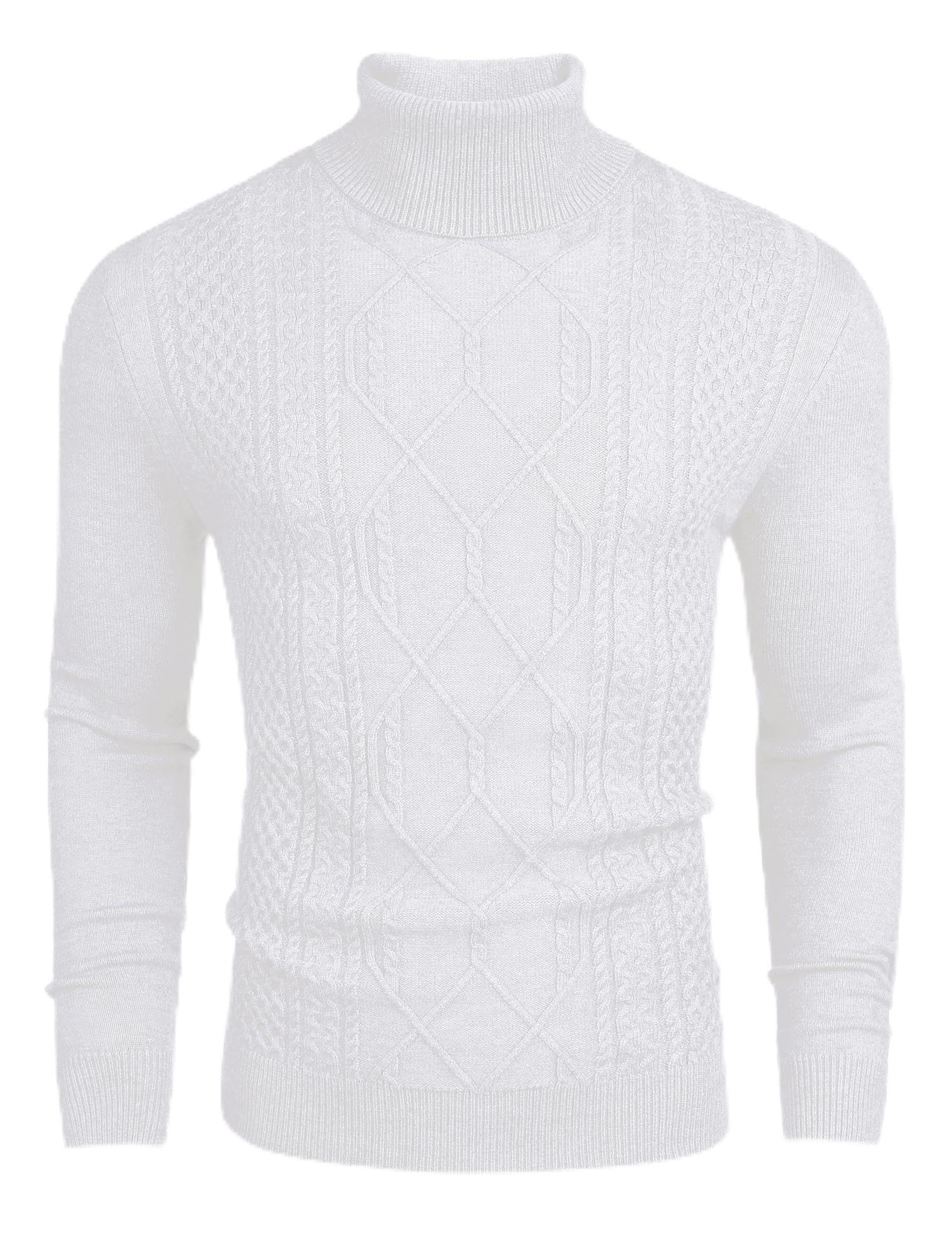 COOFANDY Herren Rollkragenpullover Langarm Strickpullover Zopfmuster Slim fit Winterpullover Business Basic Sweaters