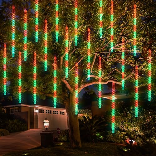 Dazzle Bright 288 luces LED de Navidad, luces de lluvia de meteoritos de 11.8 pulgadas, 8 tubos, impermeable, enchufable, luces de lluvia que caen, Dazzle Bright 288 luces LED de Navidad, luces de lluvia de meteoritos de 11.8 pulgadas, 8 tubos, impermeable, enchufable, luces de lluvia que caen,