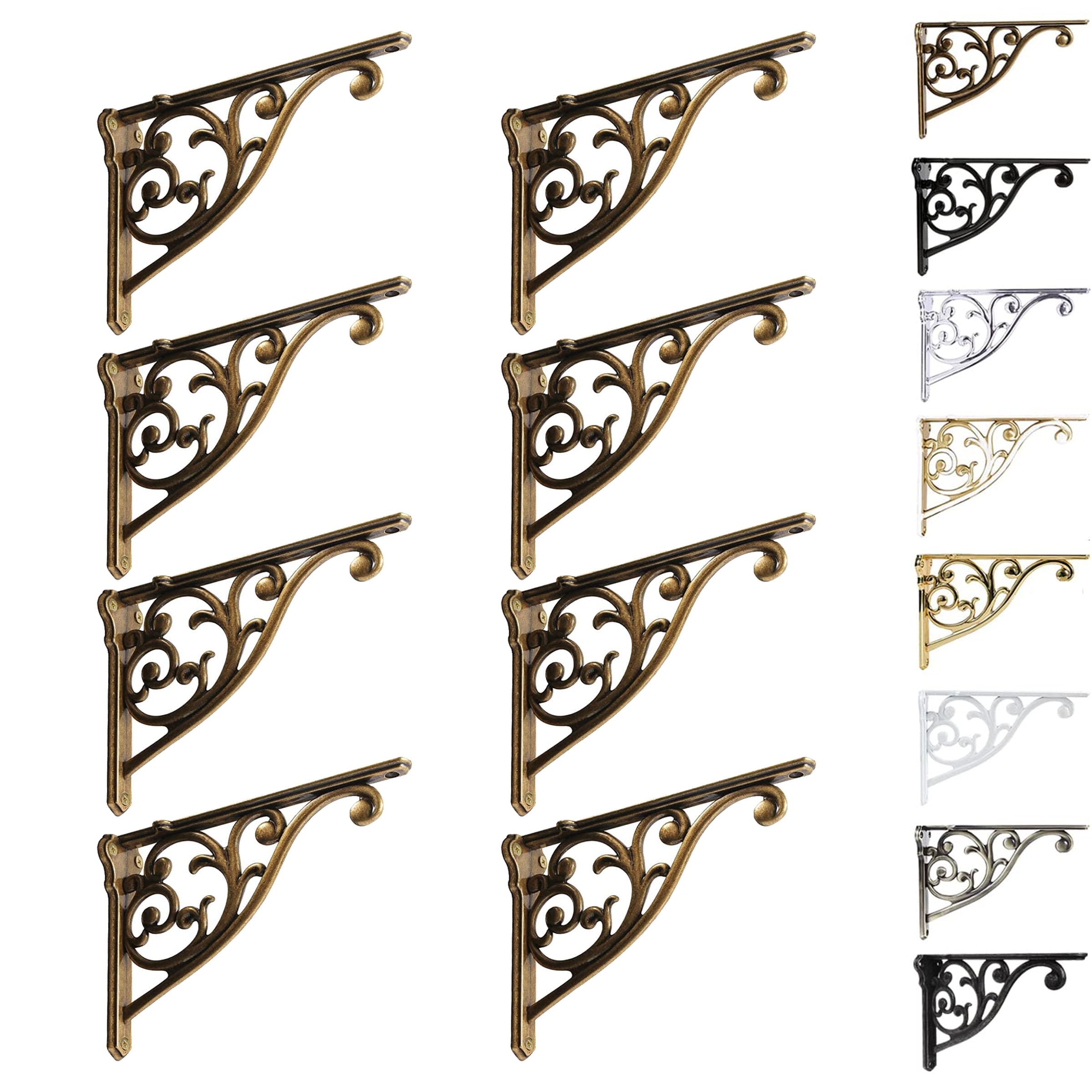 KHTUMEWARE-SB Antique Brass Shelf Brackets 2-Pack in Antique Brass — KHTUMEWARE