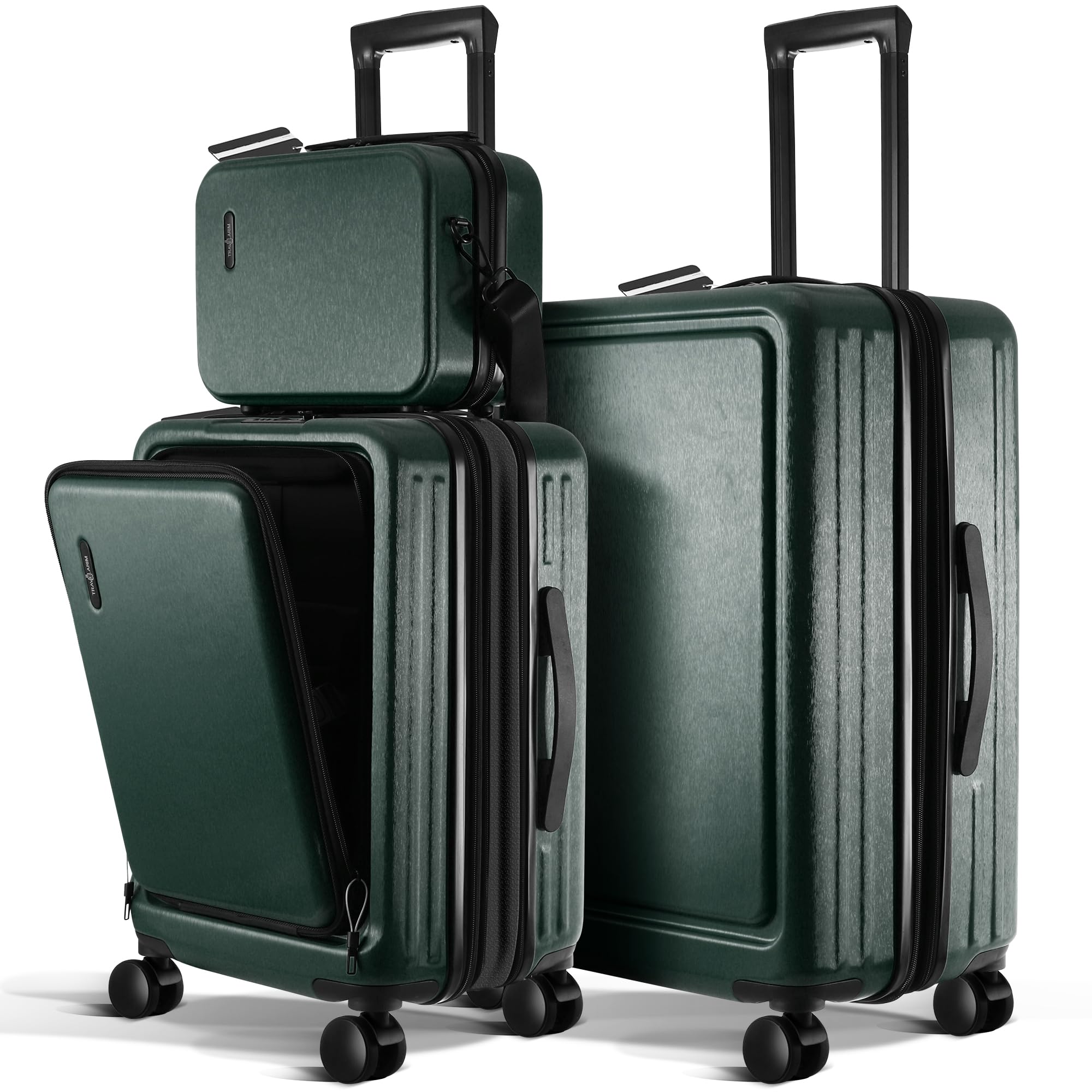 TRAVELARIM 3 Piece Luggage Sets, 20 Inch Carry On Luggage, 24 Inch Suitcase | Expandable, Durable Hard-Shell, Scratch-Resistant, 360° Spinner Wheels, TSA Lock, Laptop Compartment, Cosmetic Case, Green