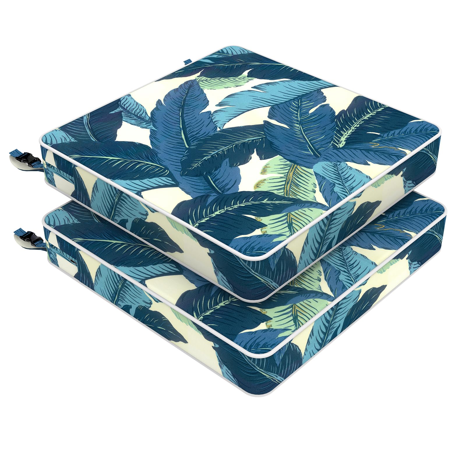 LVTXIII Patio Chair Cushions 19"x19"x3", Water-Repellent Outdoor Seat Cushions for Patio Furniture, Square Chair Pads with Ties for Home Garden