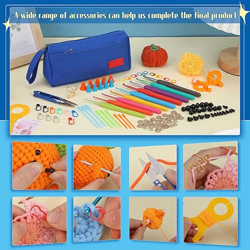 Miniatura 60 de Pnytty Kit de ganchillo para principiantes, bolsa de kit de ganchillo para principiantes, kits de punto para principiantes de ganchillo
