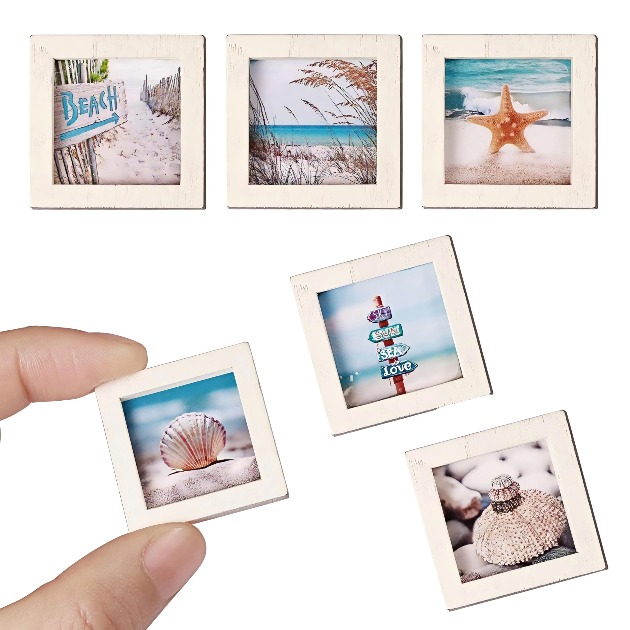 WENXINWIN 6 PCS Wooden Mini Photo Frames, Themed Dollhouse Accessories