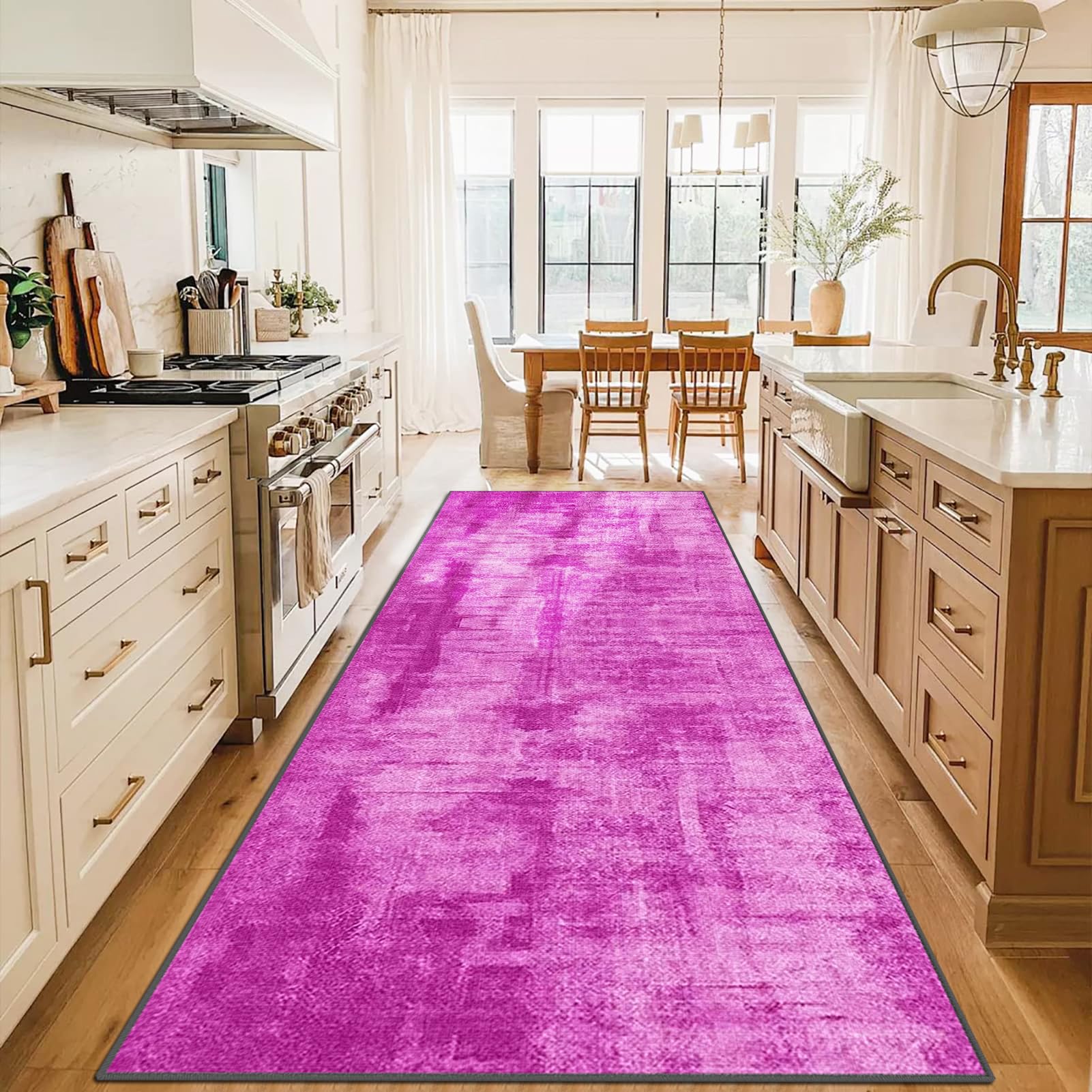 Tapis de couloir en polyester 50x250 cm lavable violet