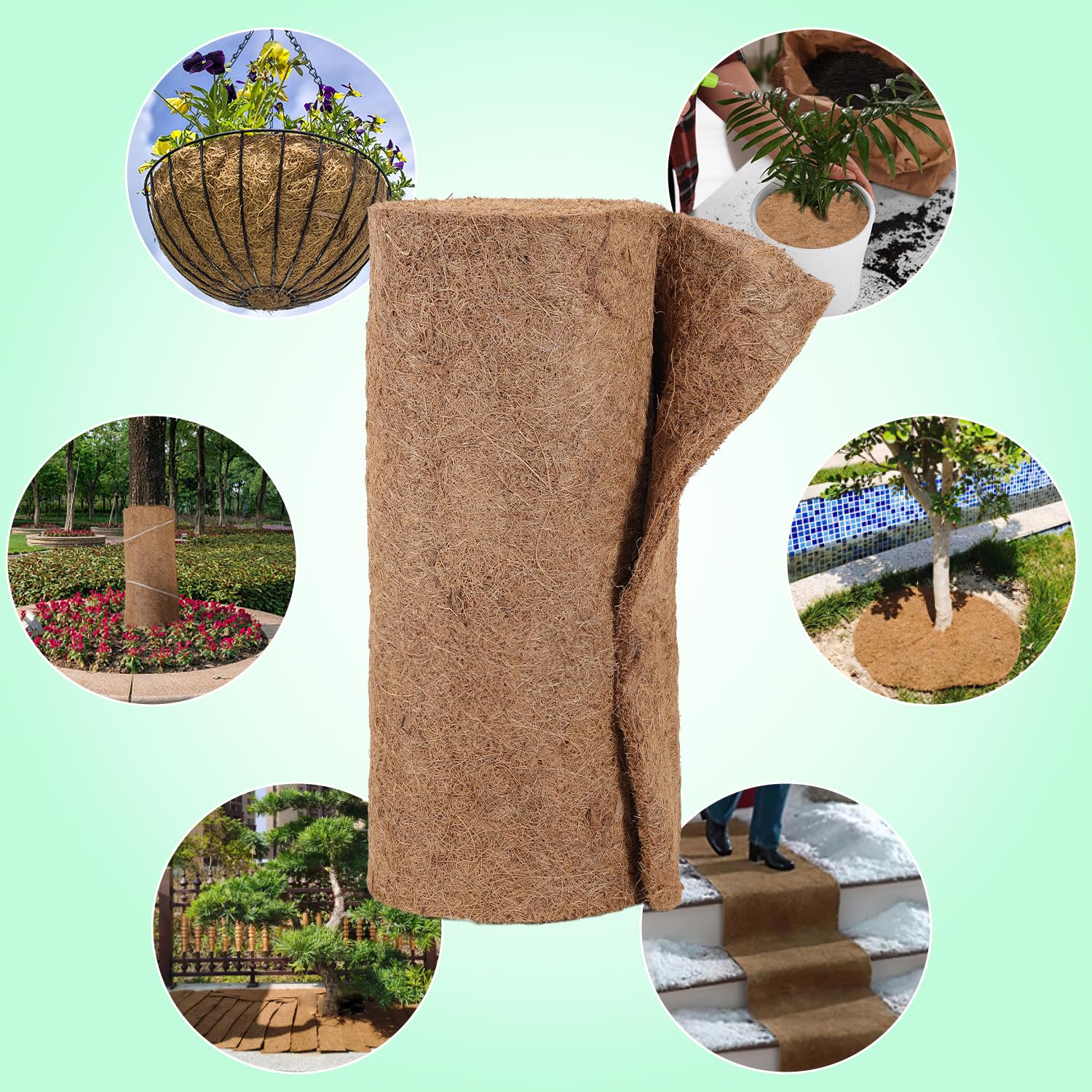 Sonnewelt 50cm x 10m Tappeto per Fibra di Cocco I Protezione Invernale e dal Freddo per Le Piante I 1200g/㎡ Tappetino da Terra con Lattice Naturale I Prodotto Naturale da Biologico I 1 Pezzo