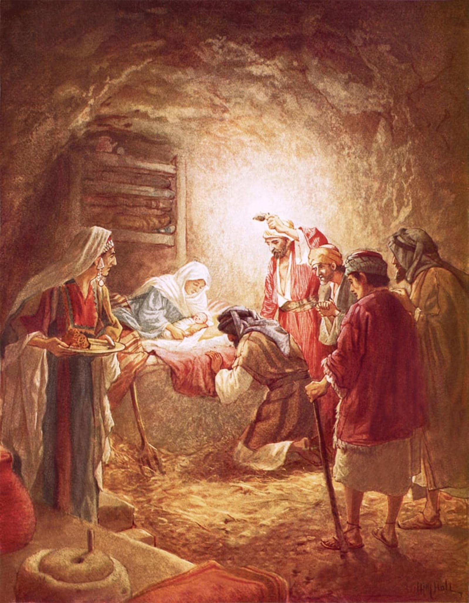 POSTERIIk Famous Modern Artwork Art Mural the Shepherds Finding the Infant Christ Lying in a Manger by William Brassey Hole Oil Paintings Pictures for Home Decor 60x90cm