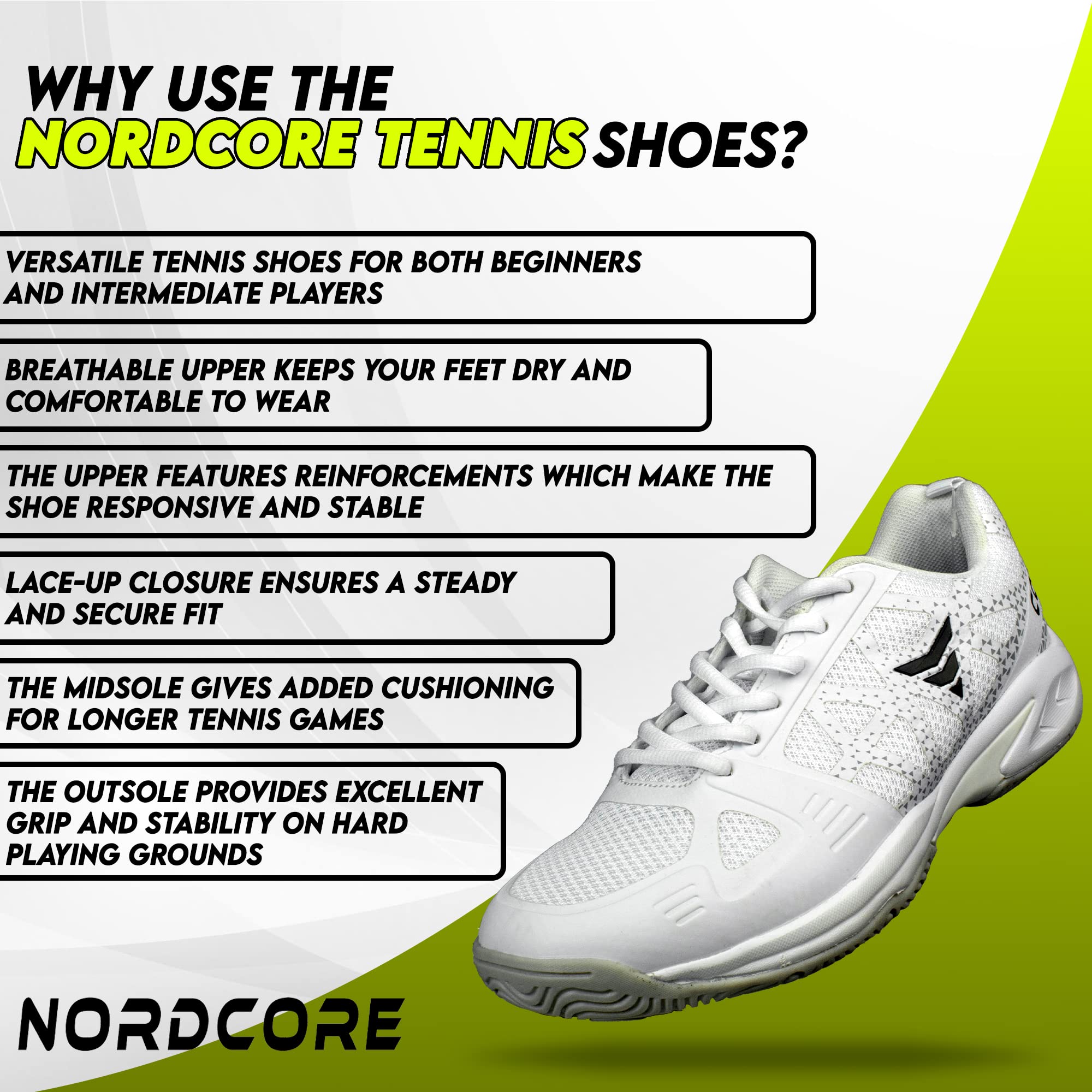 Nordcore Zapatillas de pádel/Tenis Zapatillas Tenis Transpirables - con Suela Exterior Antideslizante Zapatillas Padel para Hombres y Mujeres - Excelente Agarre en terrenos de Juego Duros