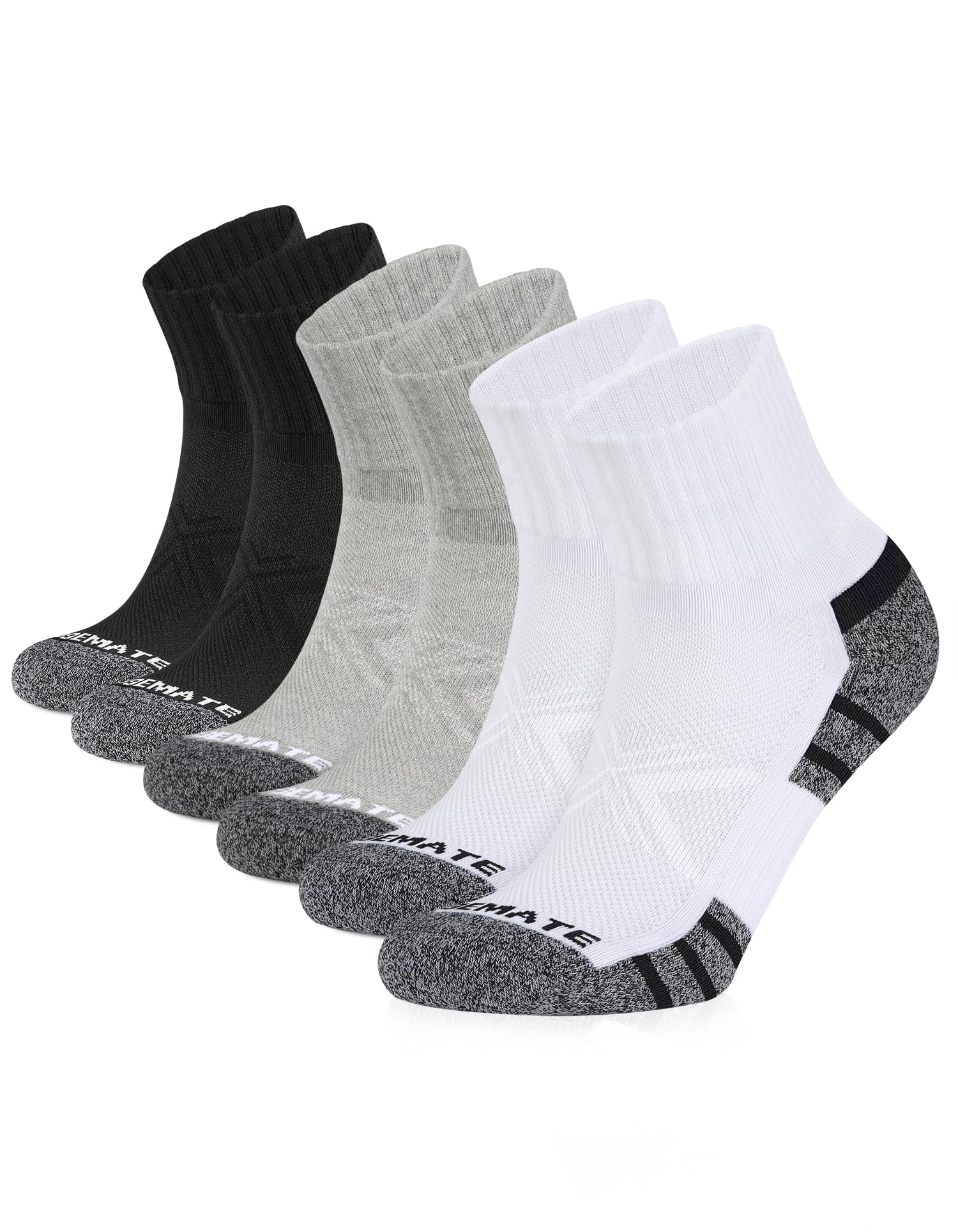 CLOSEMATE Sneaker Socken Herren Kurze Sportsocken Baumwollsocken Arbeitssocken Work Socken Halbsocken Laufsocken Men Quarter Running Socks 39-42 2Schwarz 2Weiß 2Grau M