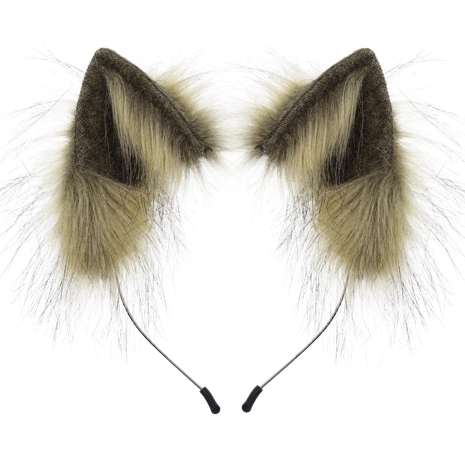 HAOAN Handmade Faux Fur Animal Cat Ears Headband Furry Fox Wolf Hairhoop Headwear Costume Accessory