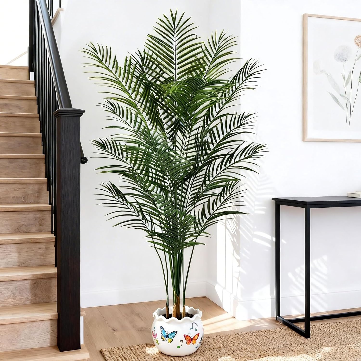 6ft Artificial Palm Tree Indoor, Large Fake Tropical Areca Palm with 18 Trunks, Tall Faux Floor Plants for Indoor Living Rooms Offices Bedroom Home Decor