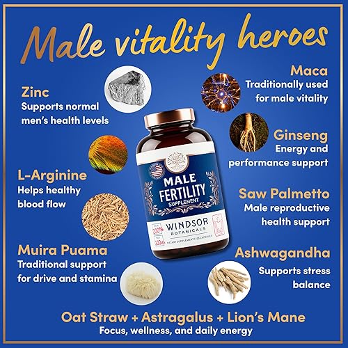 Miniatura 4 de WINDSOR BOTANICALS Suplementos de fertilidad para hombres, vitaminas prenatales, concepción para él, suplemento de apoyo de la fertilidad masculina,