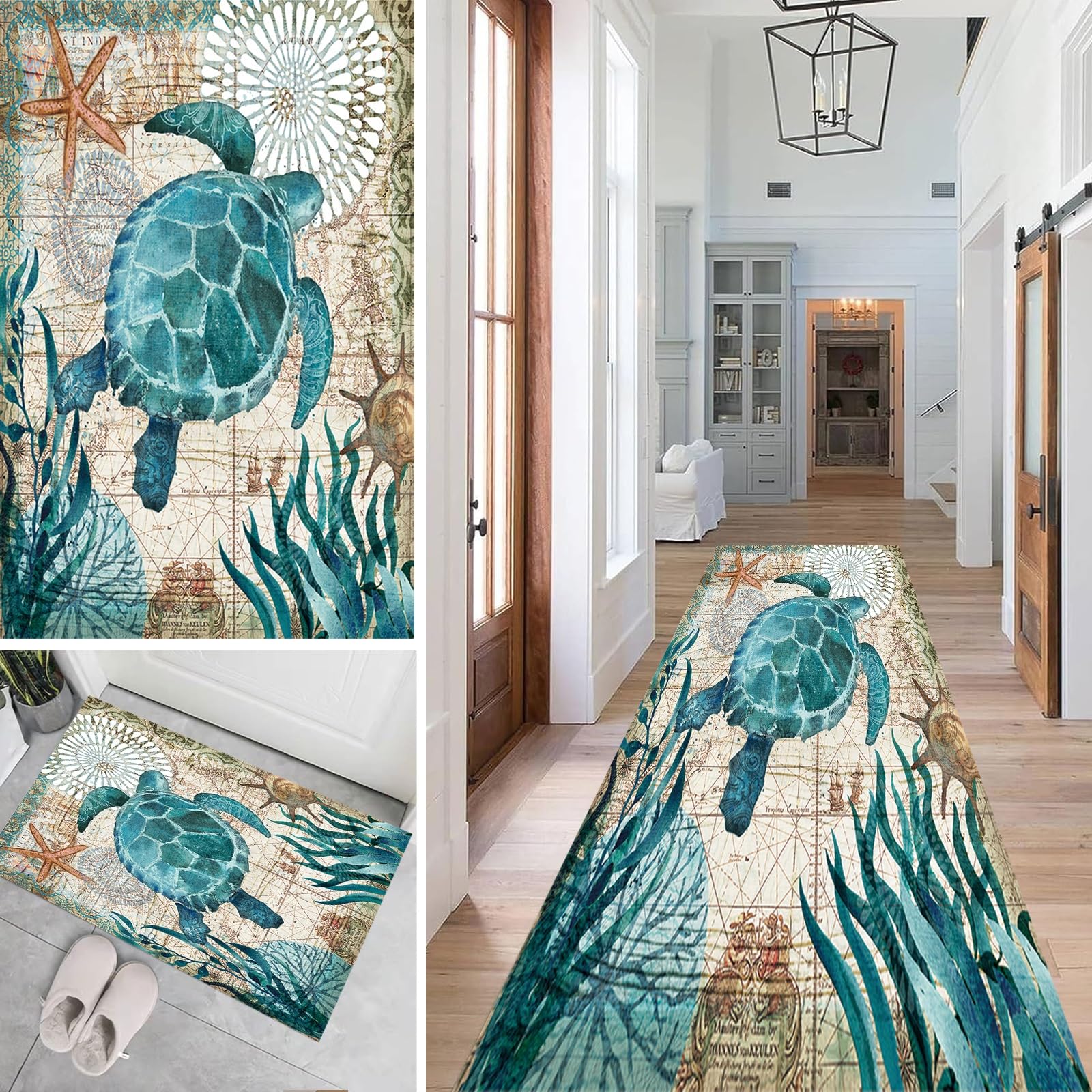 Tapis de cuisine lavable 40x490 cm pour couloir et sol de maison