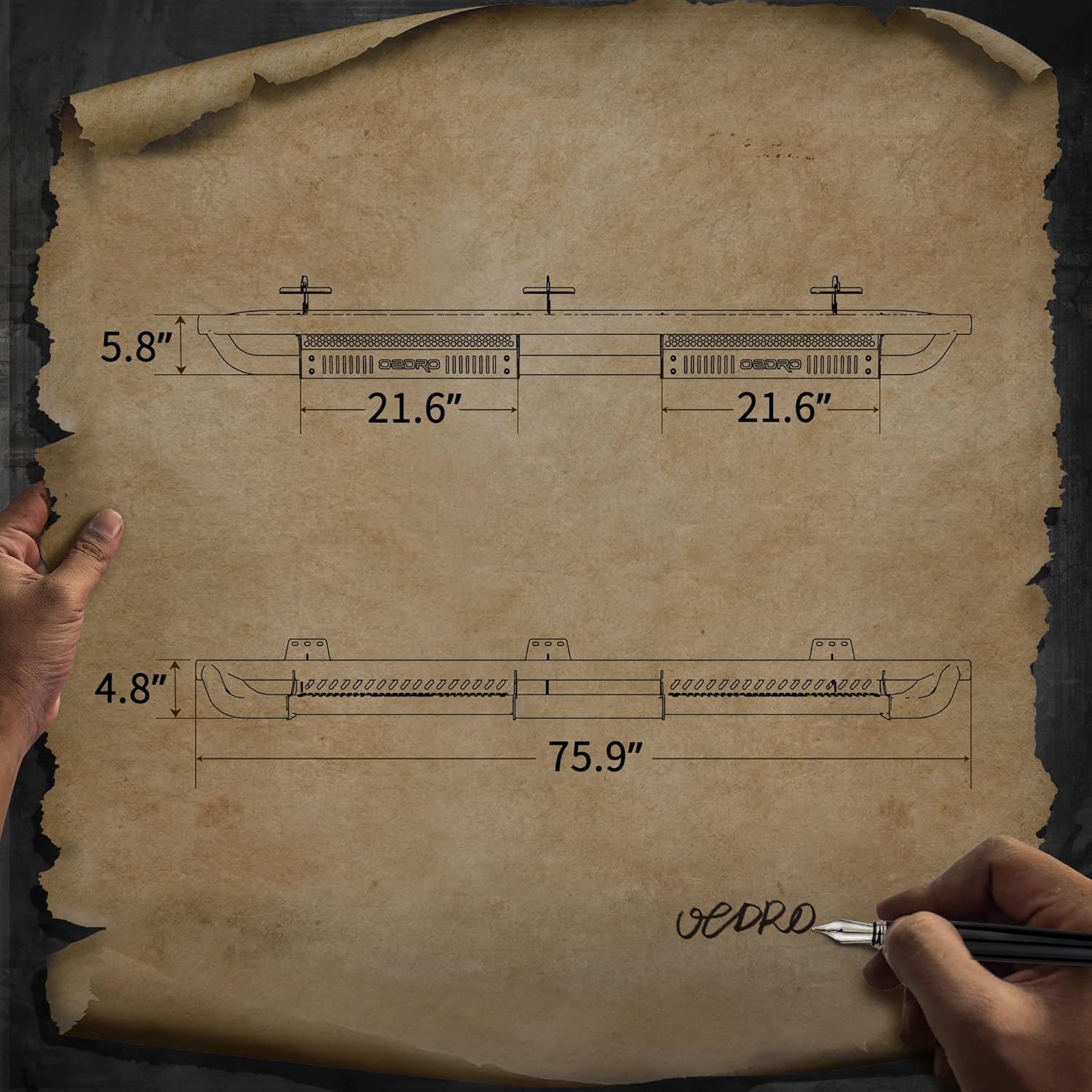 oEdRo 6 inch Running Boards Compatible with 2019-2026 Chevy Silverado/GMC Sierra 1500 Extended/Double Cab; 2020-2026 2500HD 3500HD, Truck Side Steps, Textured Nerf Bar, Black & Red