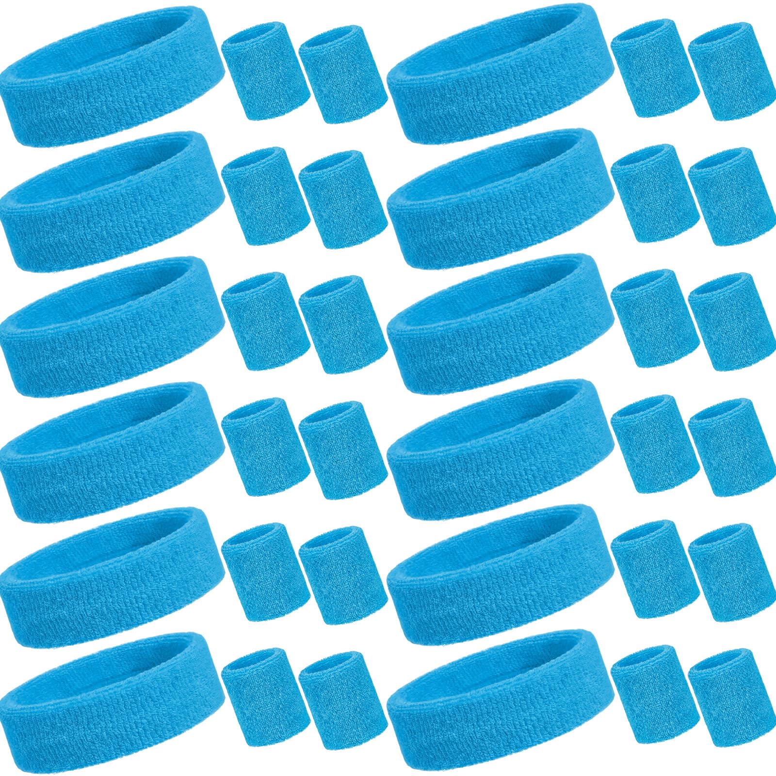36 Pcs Neon Sweatbands Set 12 Headbands 24 Wristbands