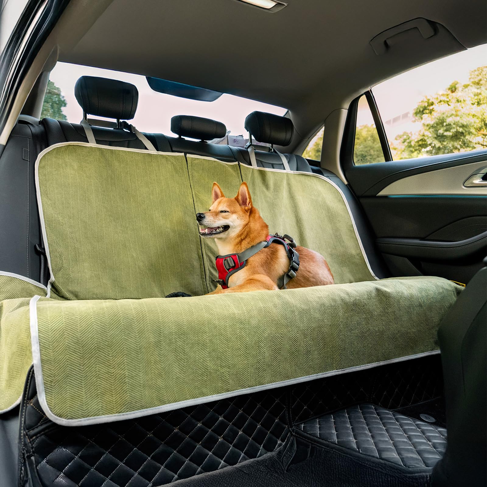 FUNNY FUZZY Dog Car Seat Cover for Back Seat, Waterproof, Scratchproof Car Seat Protector for Dogs Nonslip, Dog Back Seat Covers for Cars, Trucks and SUVs, Back Seat(18.1''W x 53''L×22" H)