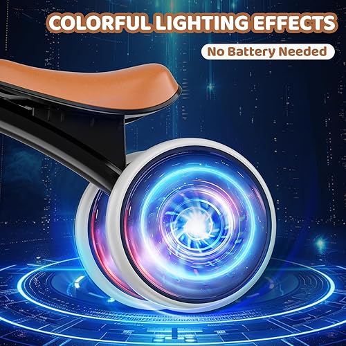 Miniatura 5 de Colorful Lighting - Bicicleta de equilibrio para bebé, juguetes para niños de 1 año, bicicleta para niños de 10 a 36 meses con música, 4 ruedas