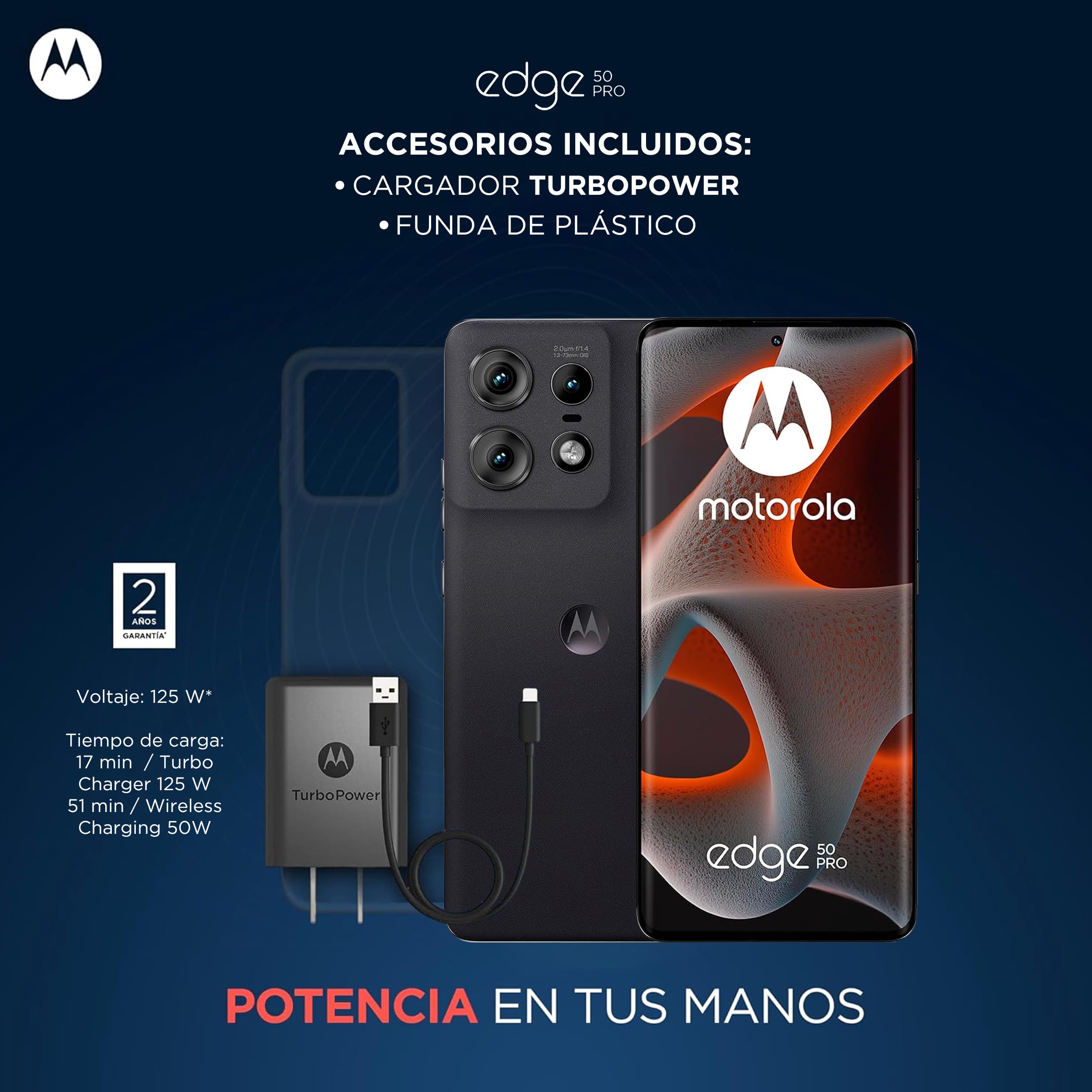 Motorola Moto Edge 50 Pro - 512 GB Memoria, 12 GB RAM, Celular Desbloqueado, 1 Año de Garantía - Negro