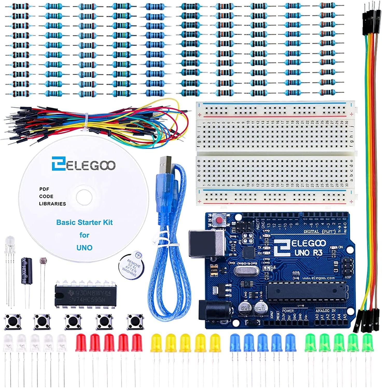 Arduino UNO R3 Starter Kit - Complete Electronics Learning Bundle with ...